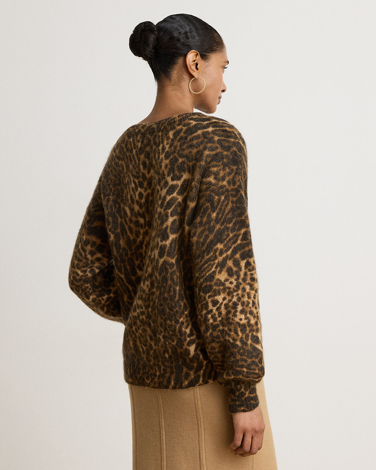 Ocelot-Print Crewneck Sweater