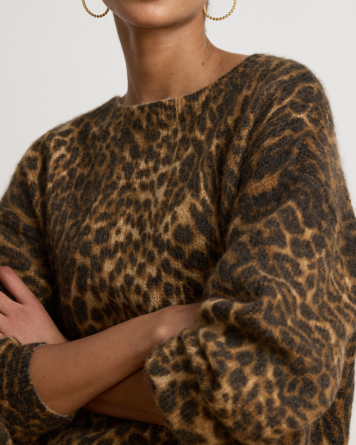 Ocelot-Print Crewneck Sweater