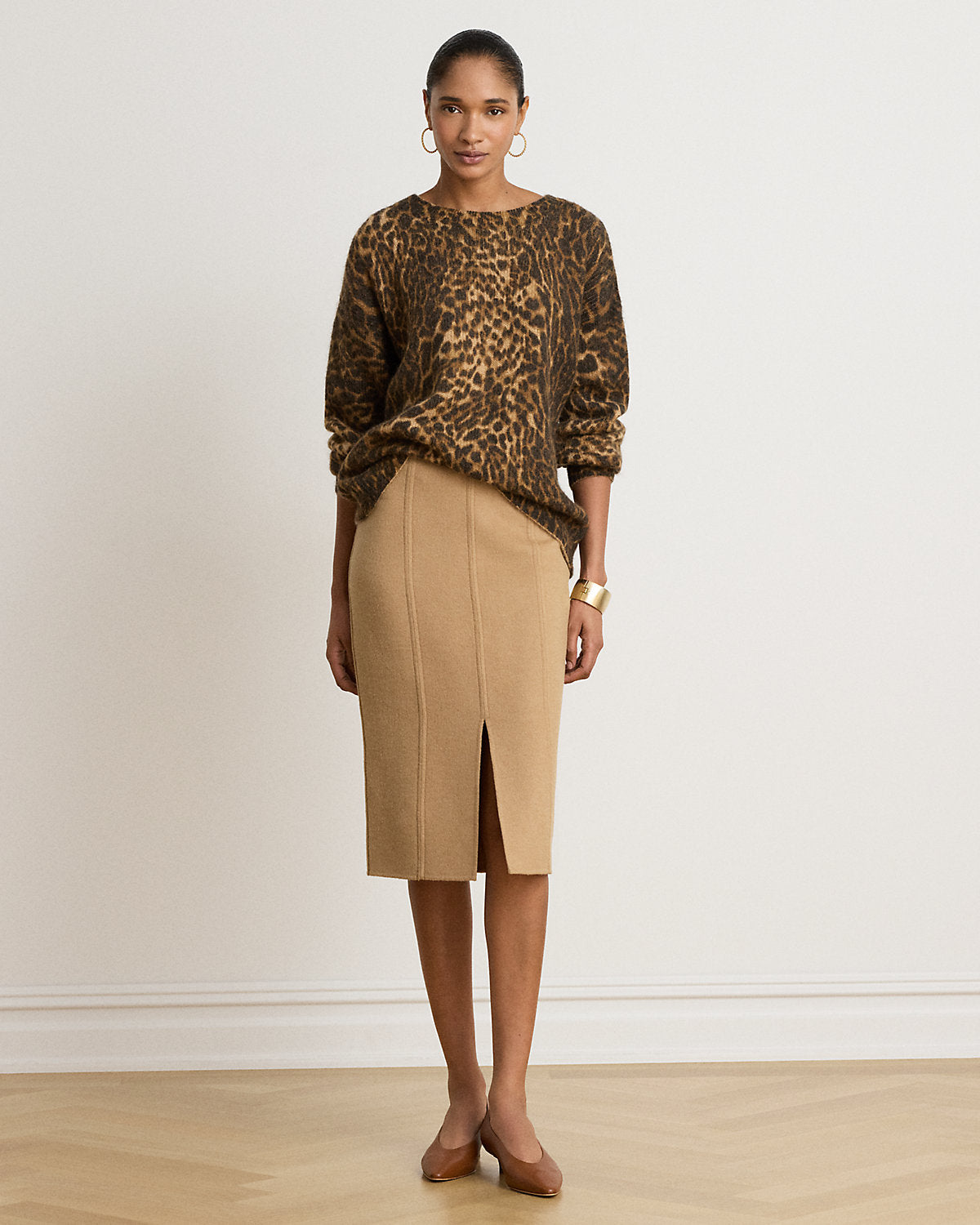 Ocelot-Print Crewneck Sweater