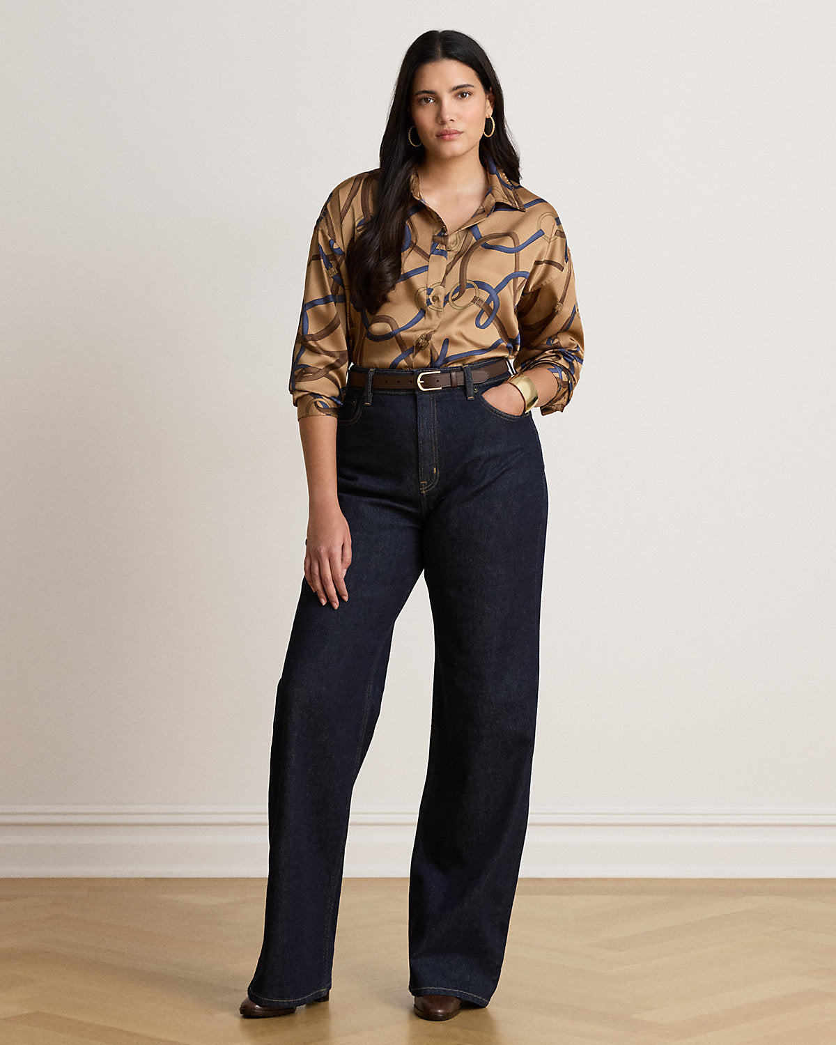 Relaxed Fit Belting-Print Twill Shirt