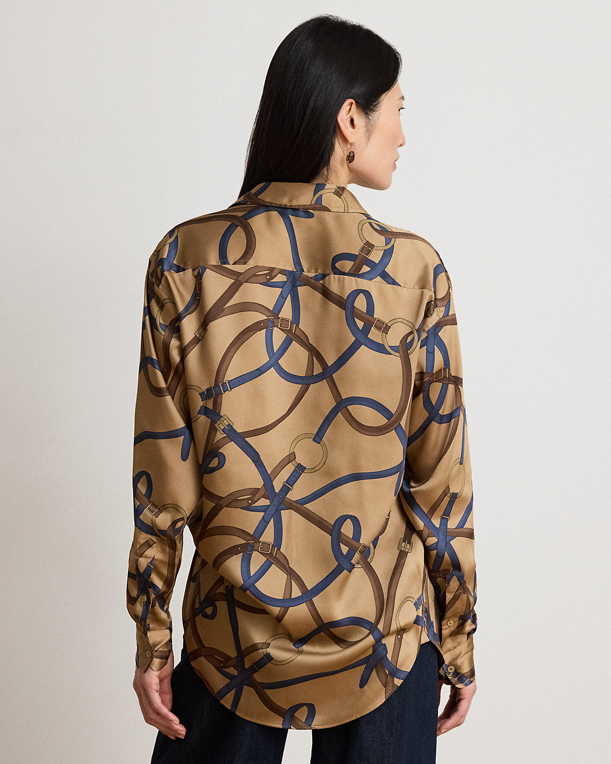Relaxed Fit Belting-Print Twill Shirt