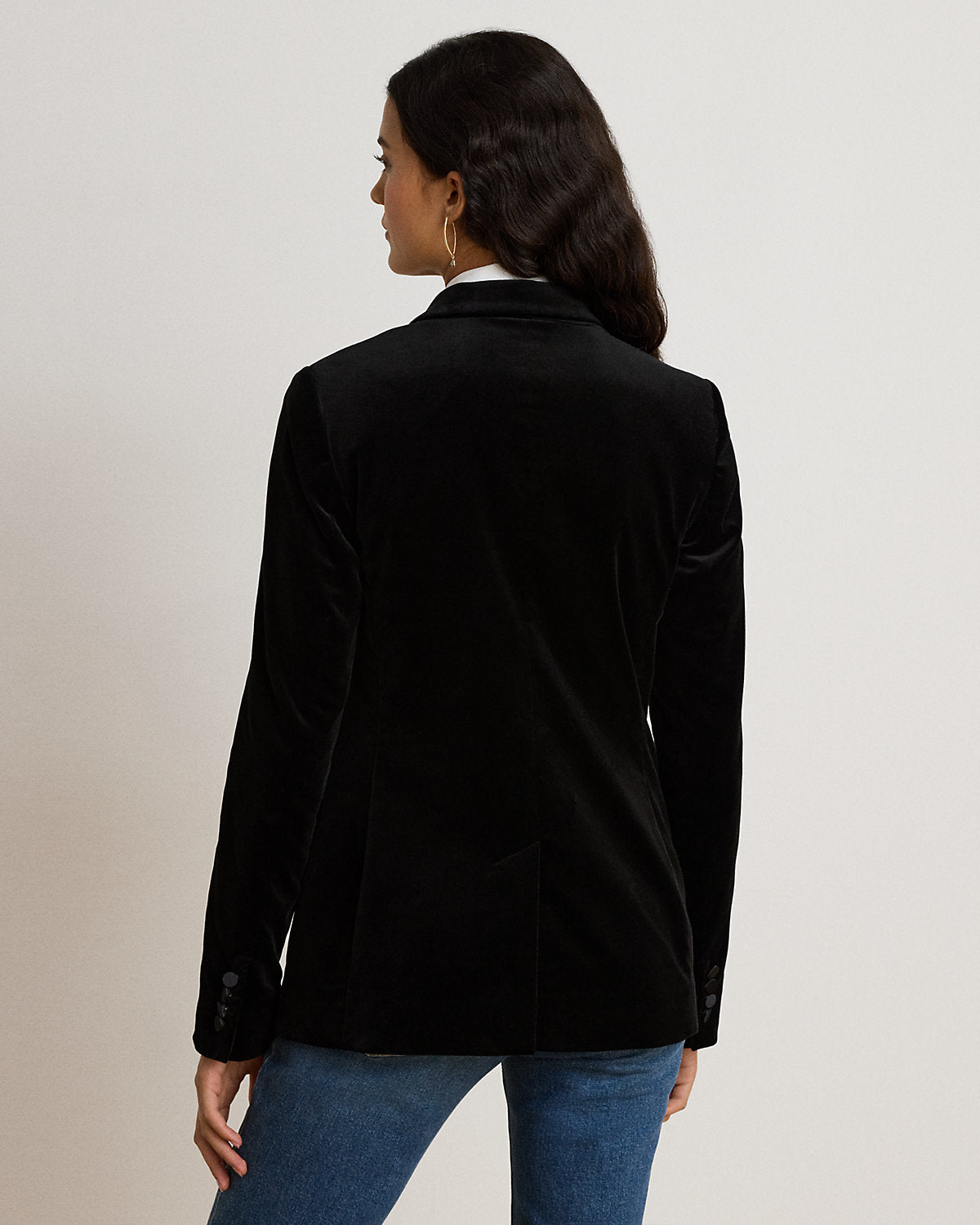 Satin-Trim Stretch Velvet Blazer