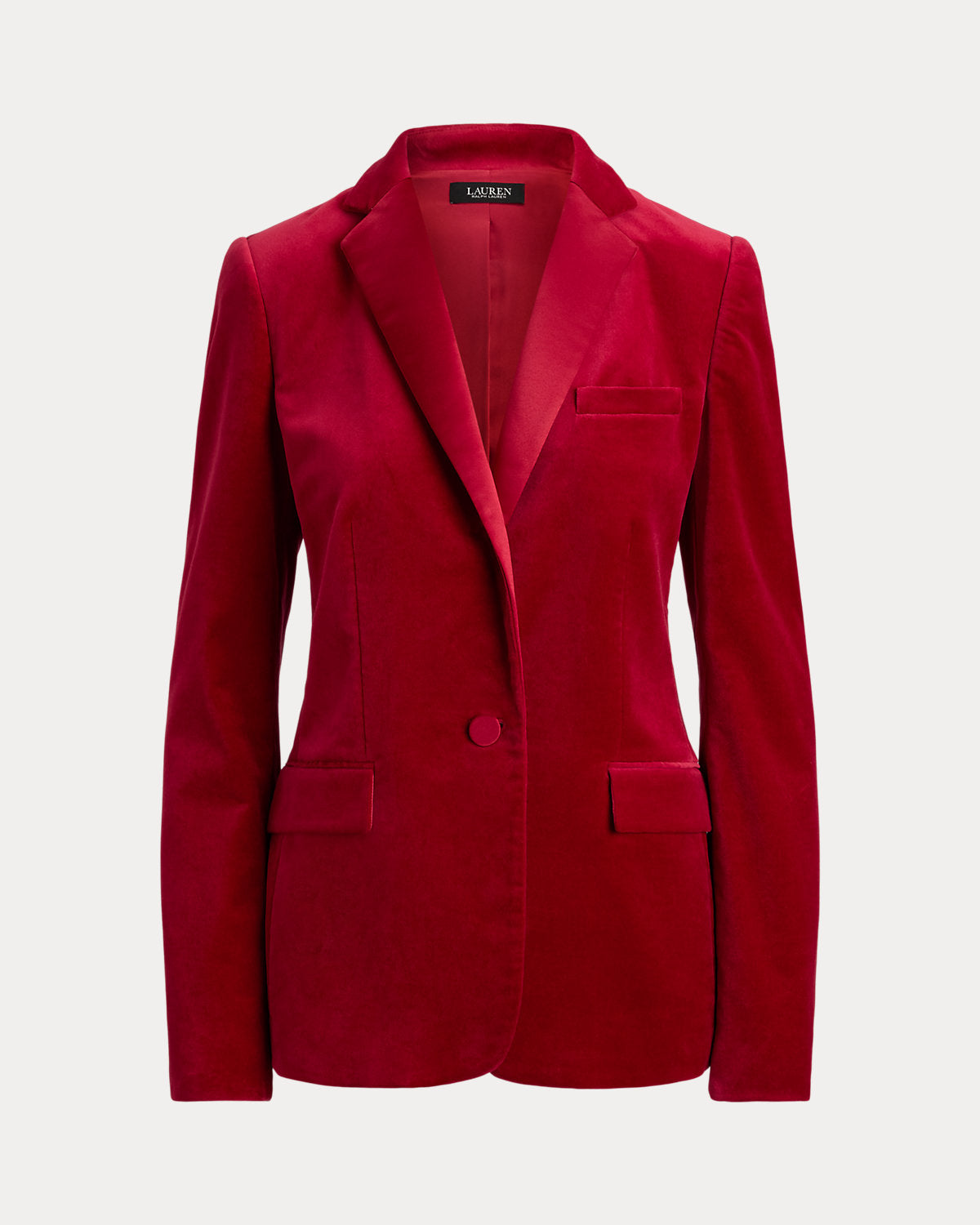 Satin-Trim Stretch Velvet Blazer