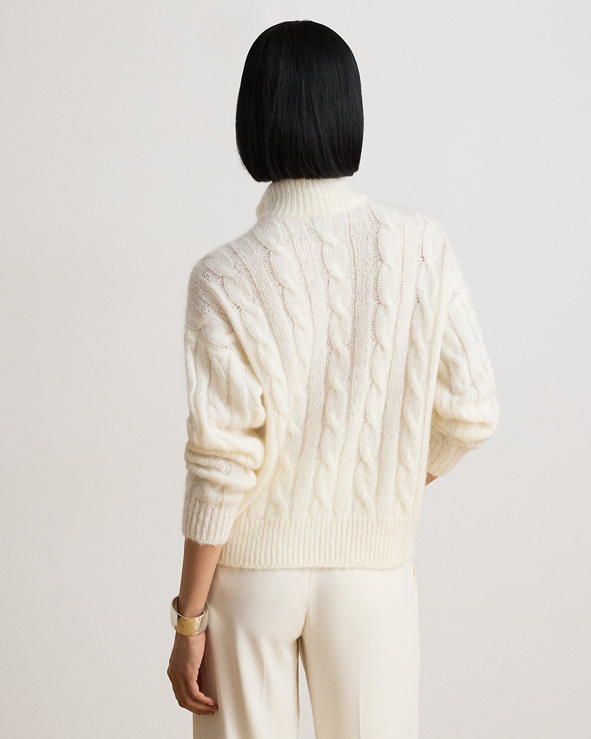 Cable Funnelneck Quarter-Zip Sweater