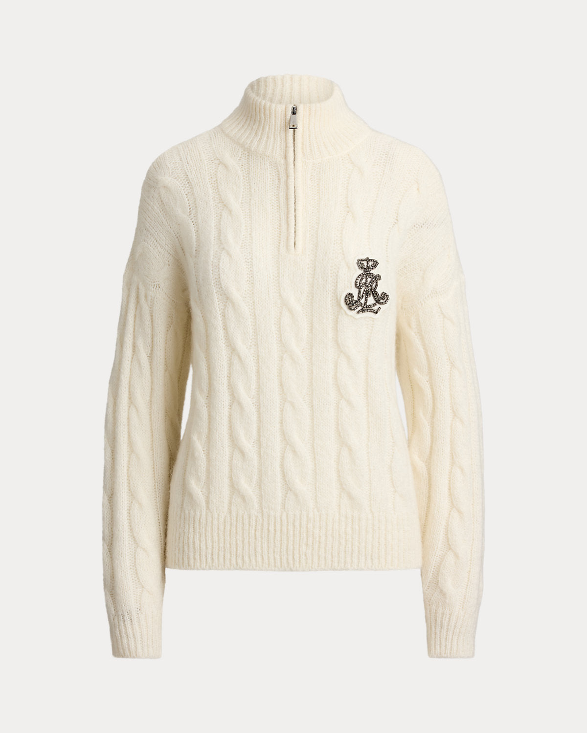 Cable Funnelneck Quarter-Zip Sweater