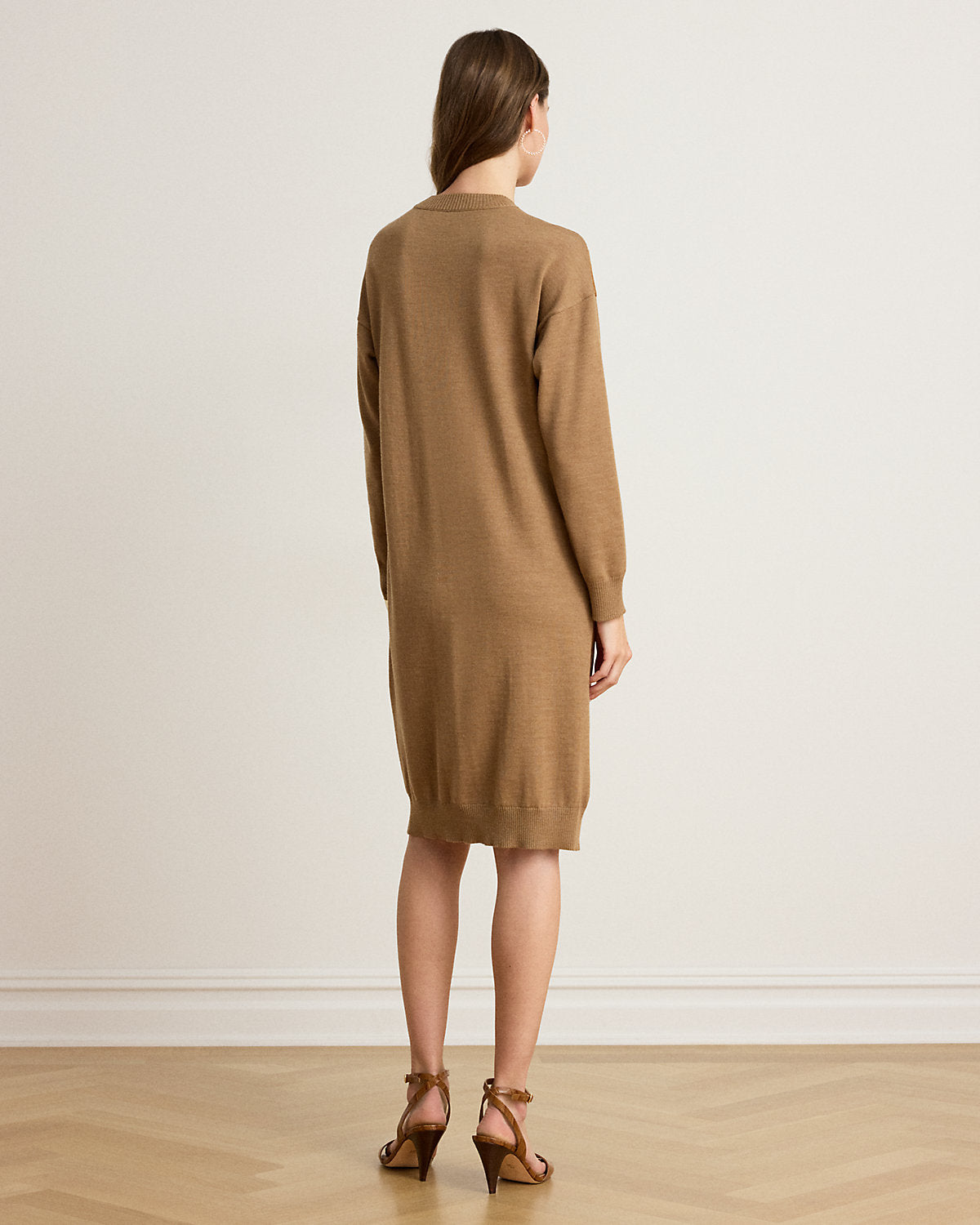 Goat-Suede & Wool Crewneck Sweater Dress