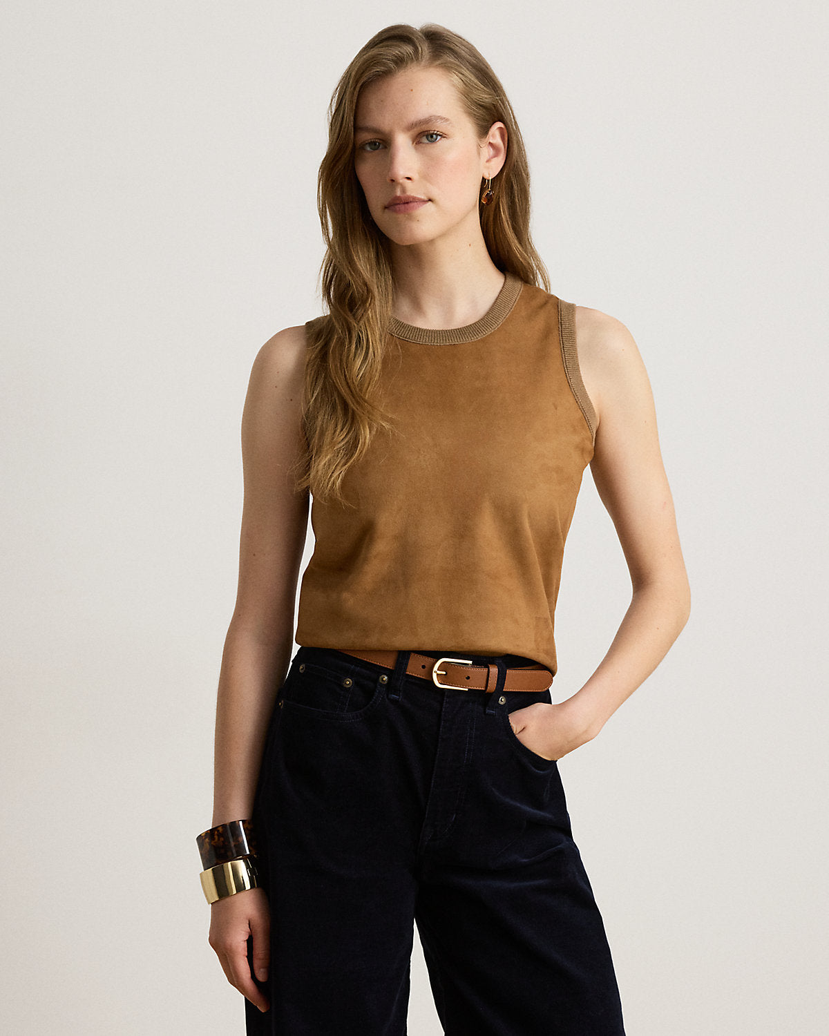 Goat-Suede & Wool Sleeveless Sweater