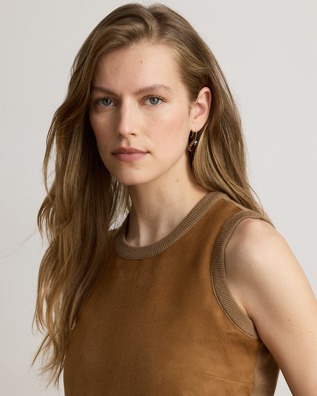 Goat-Suede & Wool Sleeveless Sweater