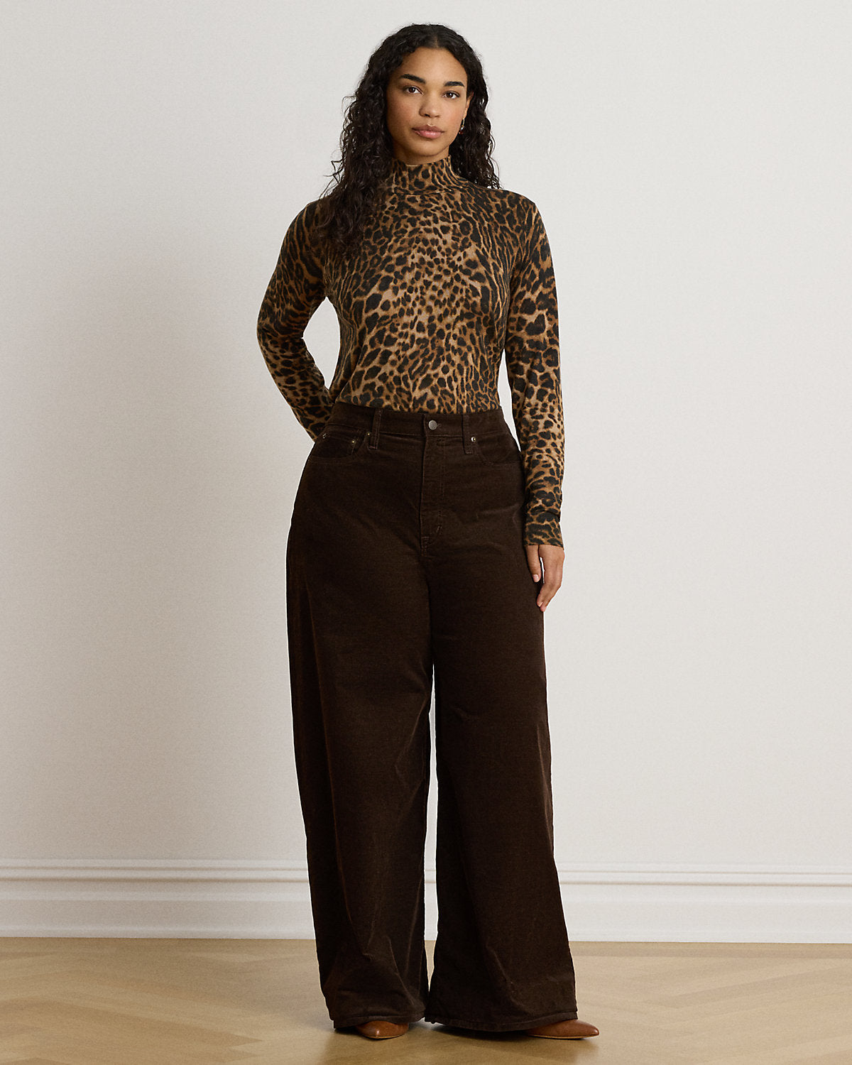 Ocelot-Print Mockneck Sweater
