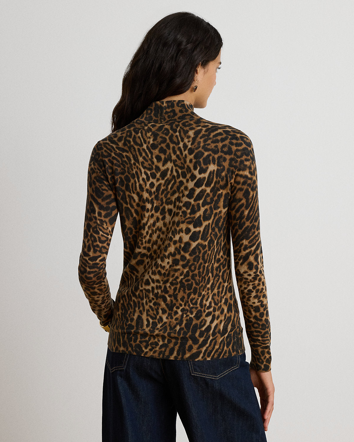 Ocelot-Print Mockneck Sweater