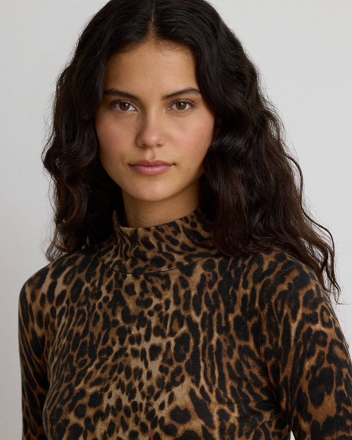 Ocelot-Print Mockneck Sweater