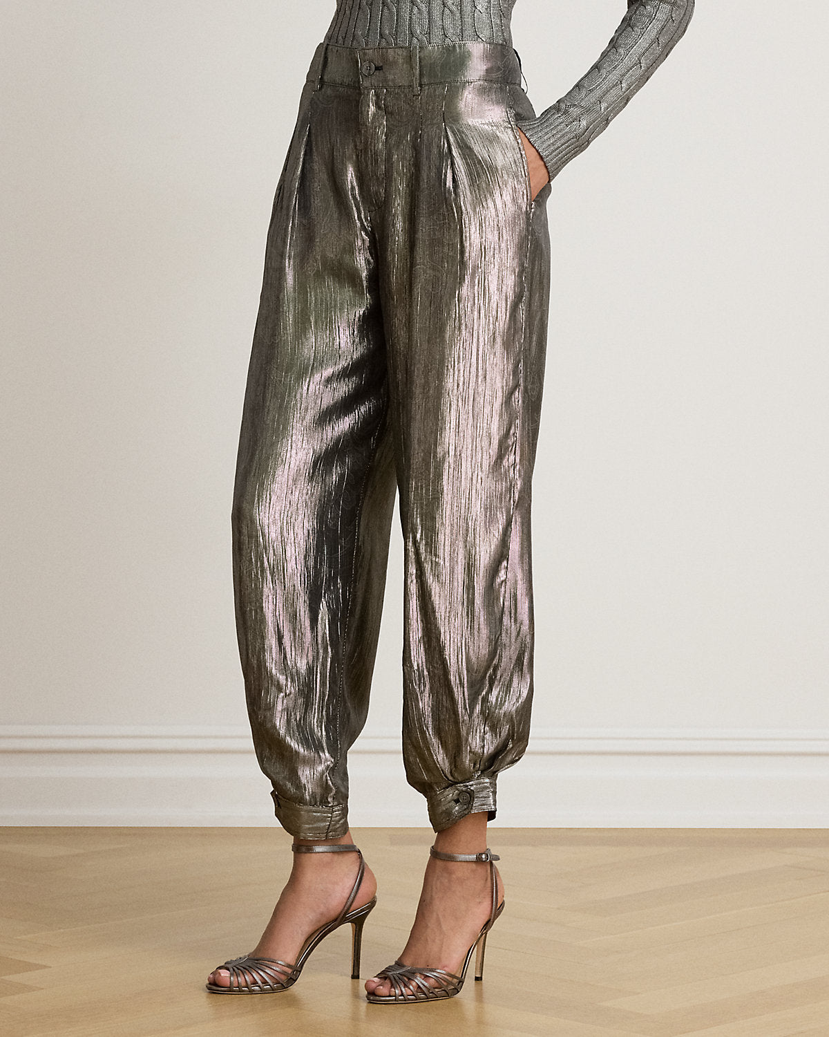 Paisley Metallic Crinkle Jogger Pant