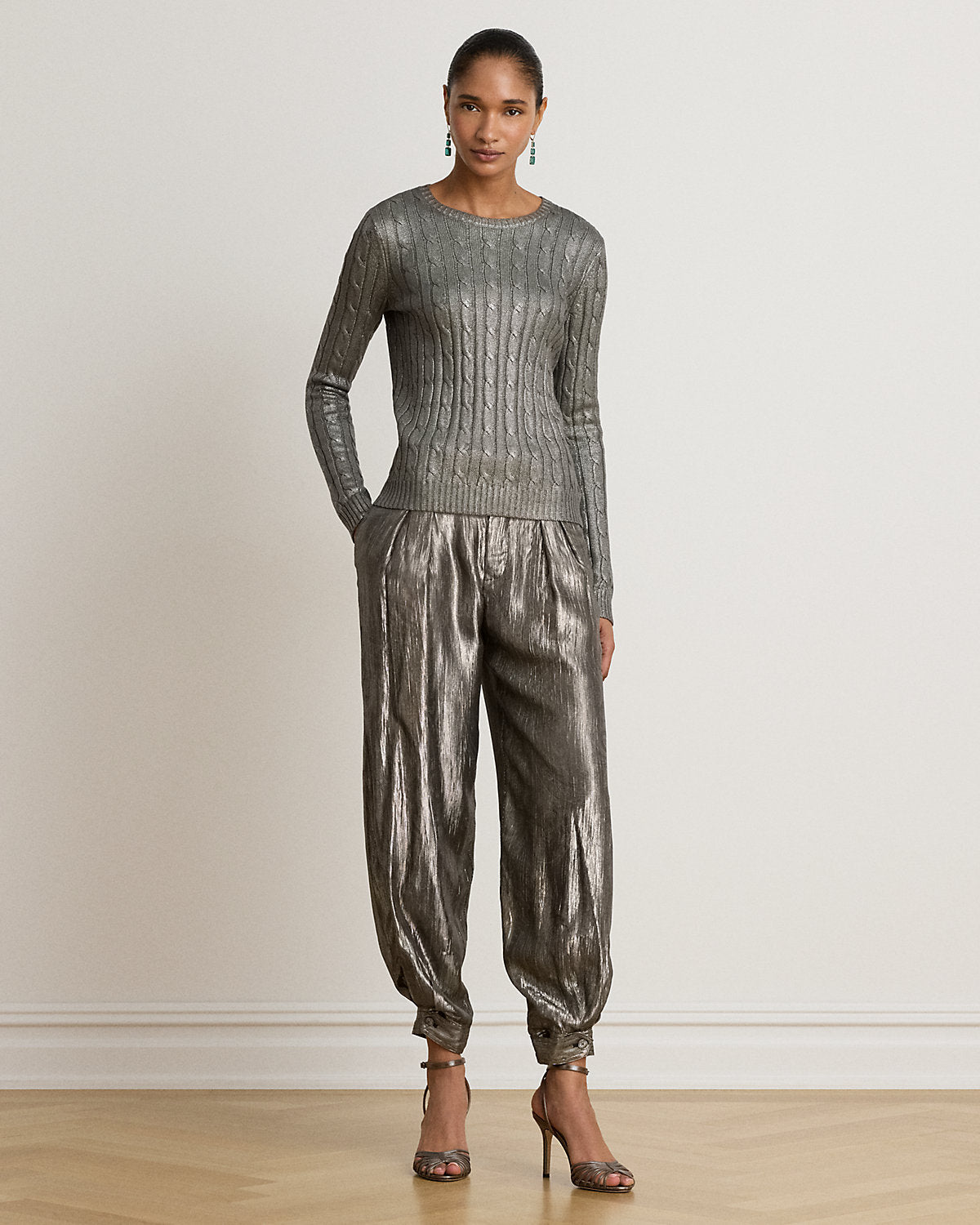 Paisley Metallic Crinkle Jogger Pant