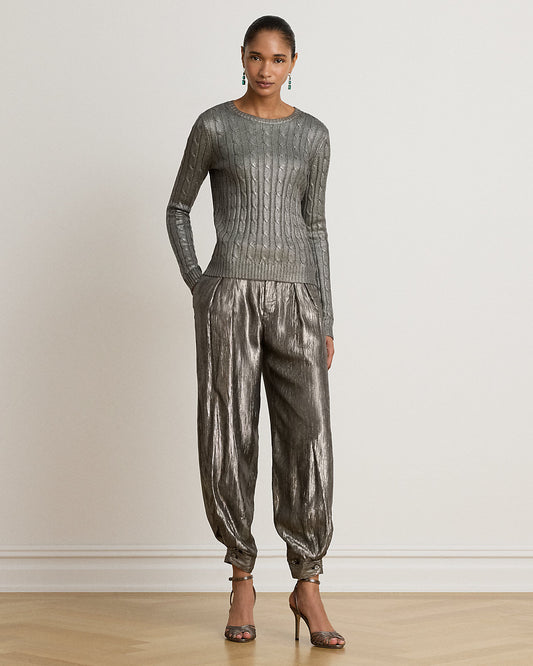 Paisley Metallic Crinkle Jogger Pant