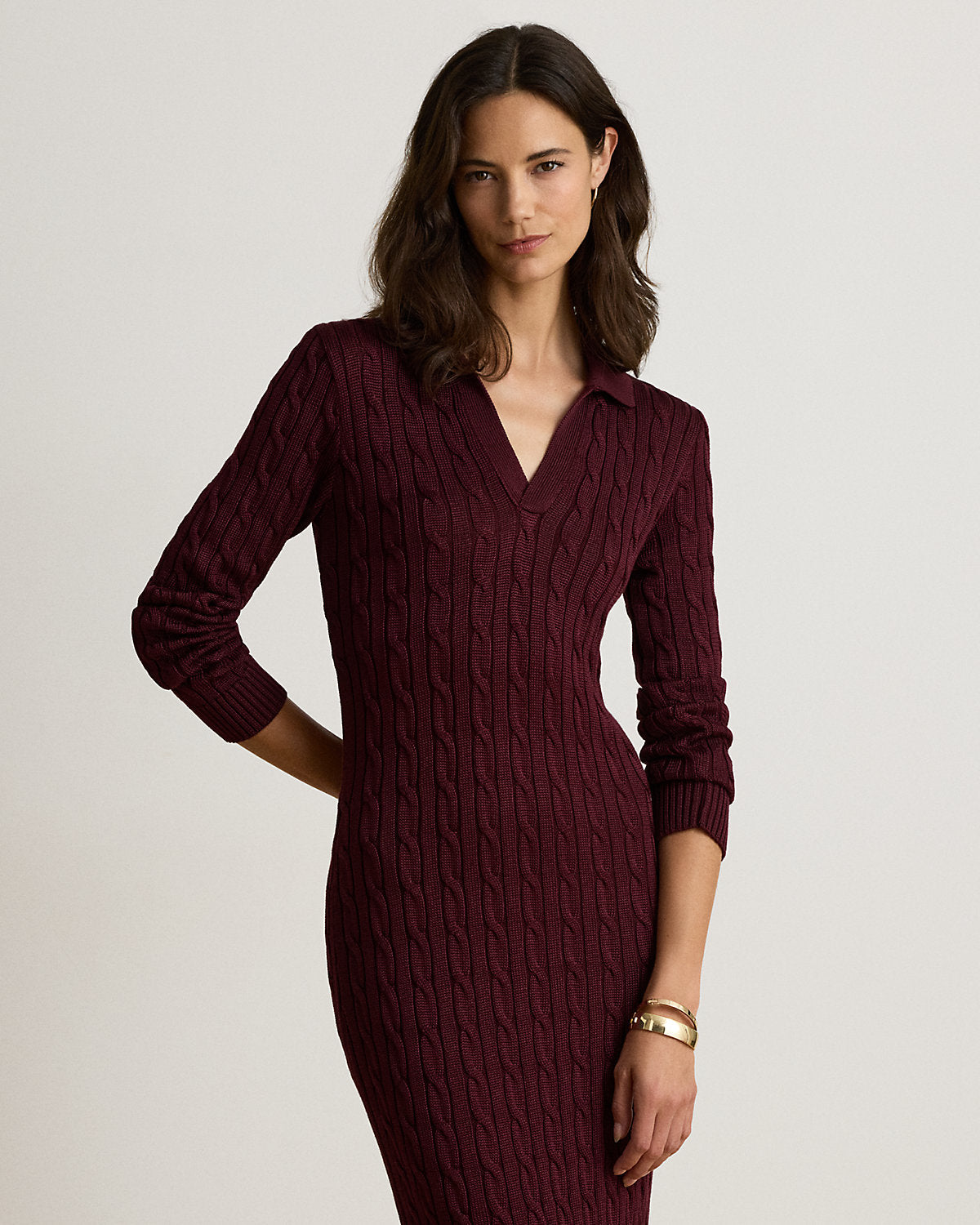 Cable-Knit Cotton-Blend Sweater Dress