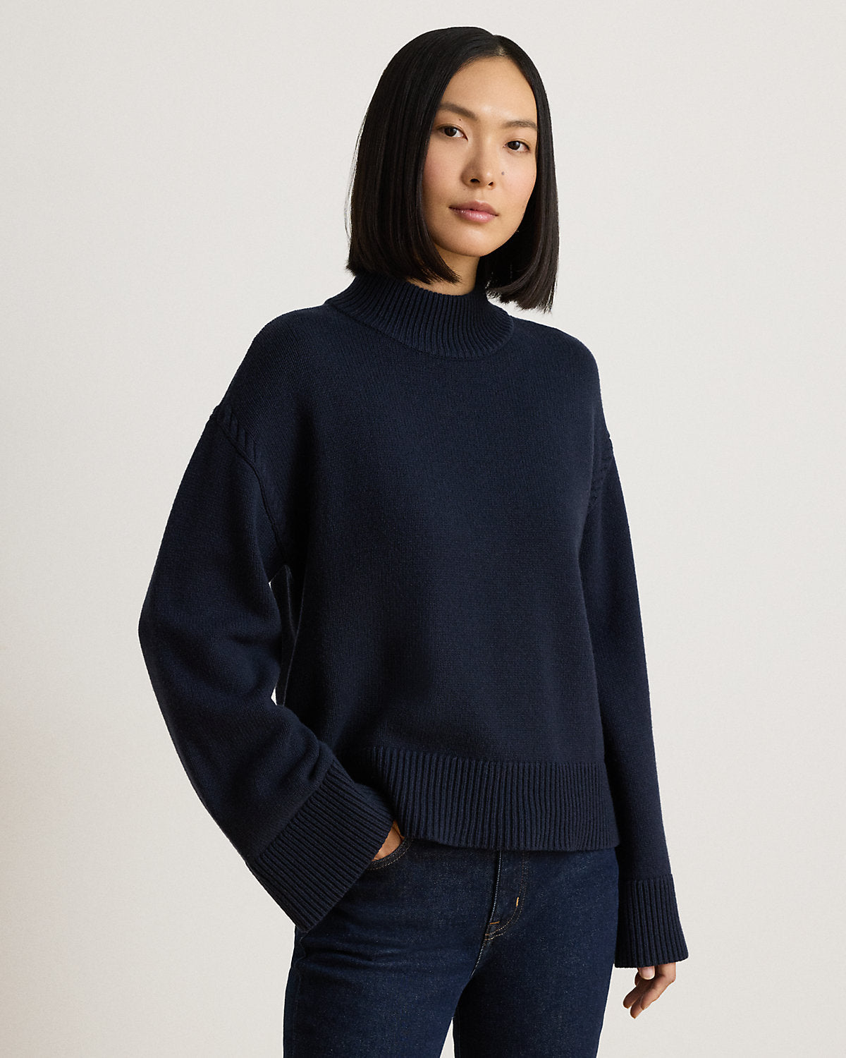 Wool-Blend Mockneck Sweater