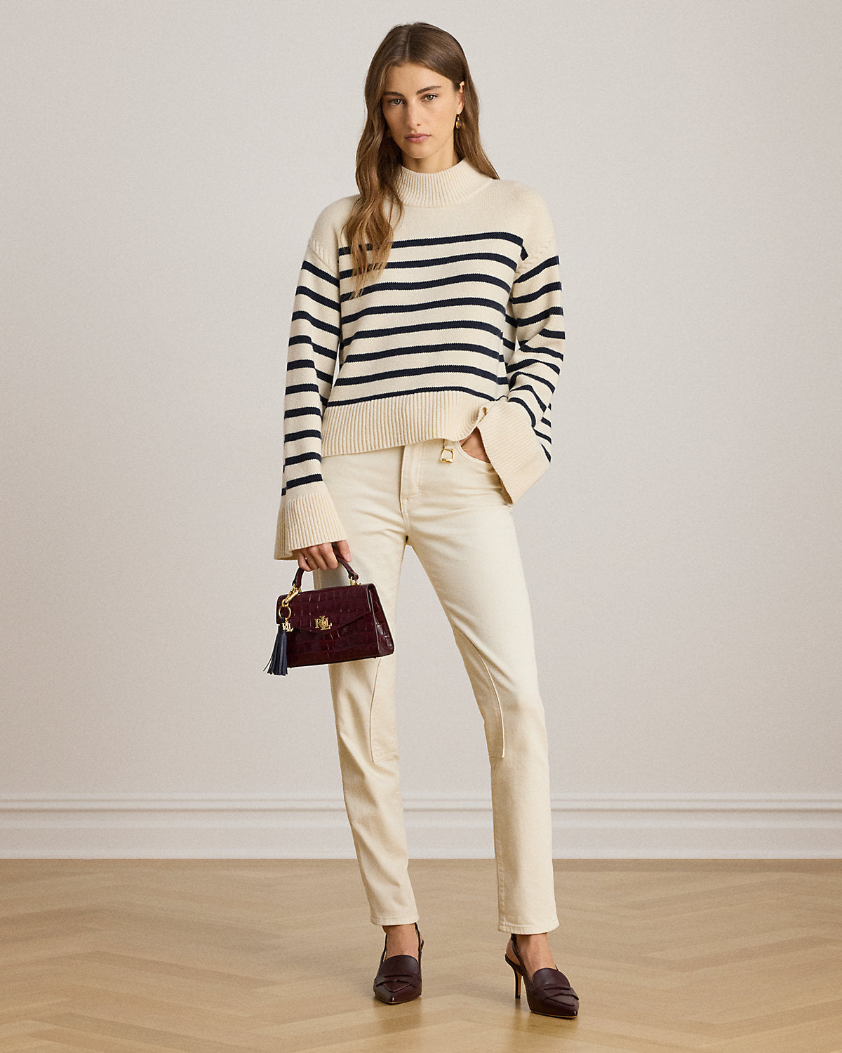 Striped Wool-Blend Mockneck Sweater