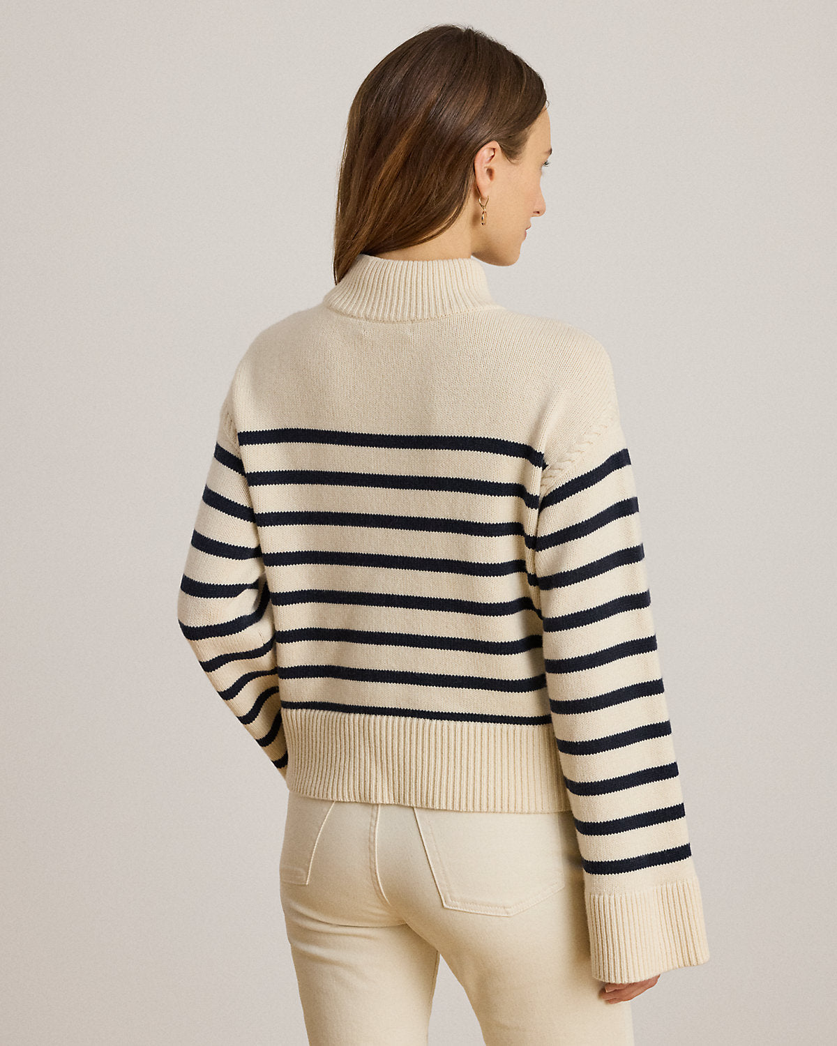 Striped Wool-Blend Mockneck Sweater