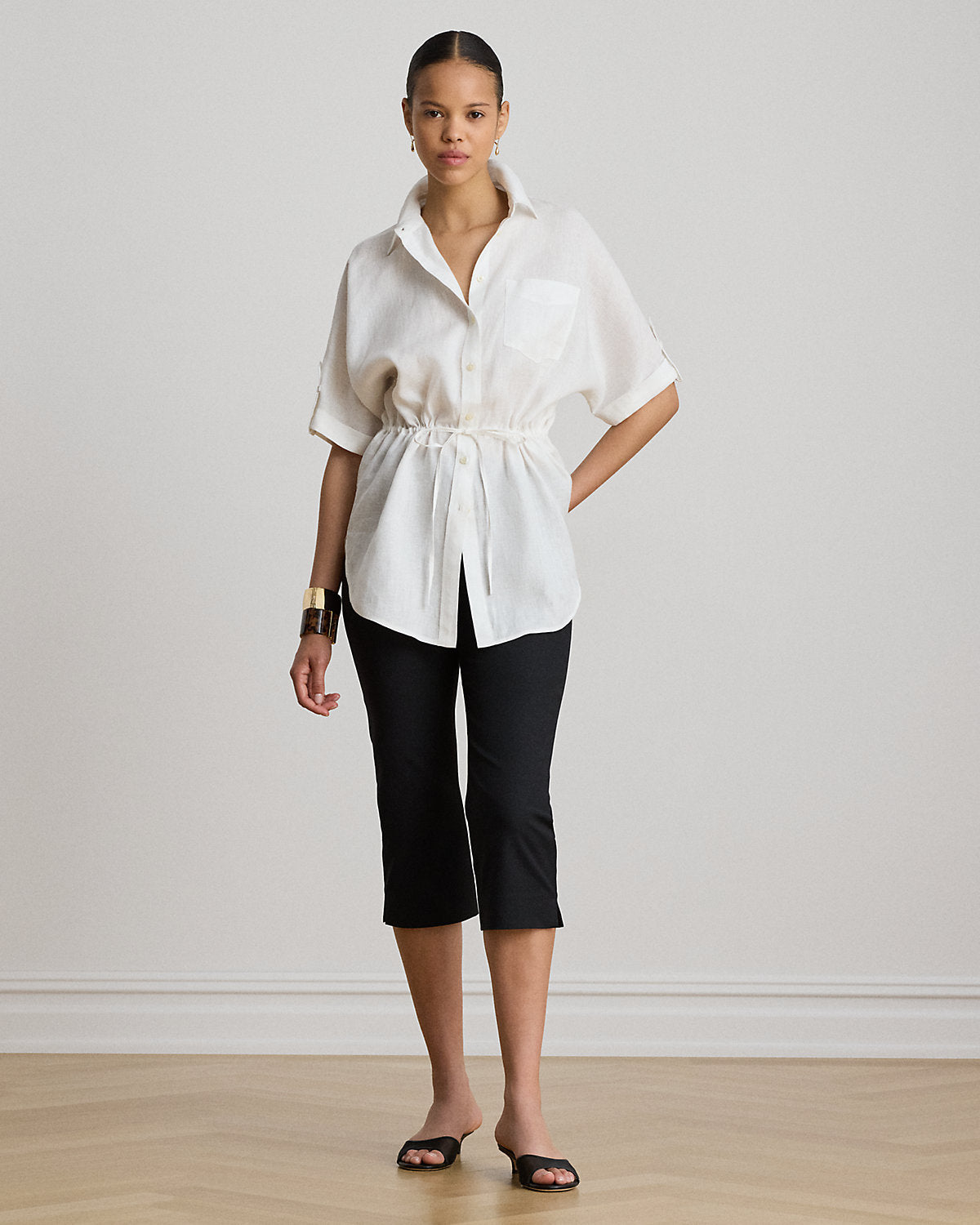 Double-Faced Stretch Cotton Capri Pant