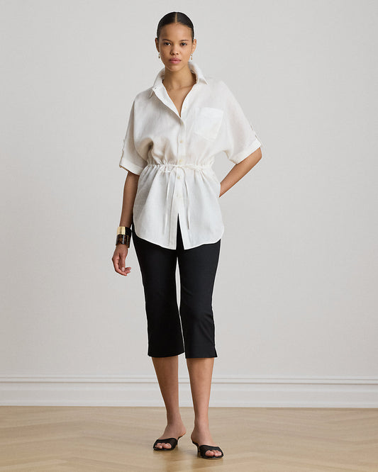 Double-Faced Stretch Cotton Capri Pant