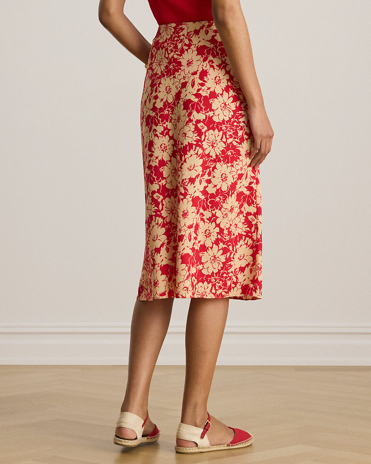 Floral Crepe Midi Skirt