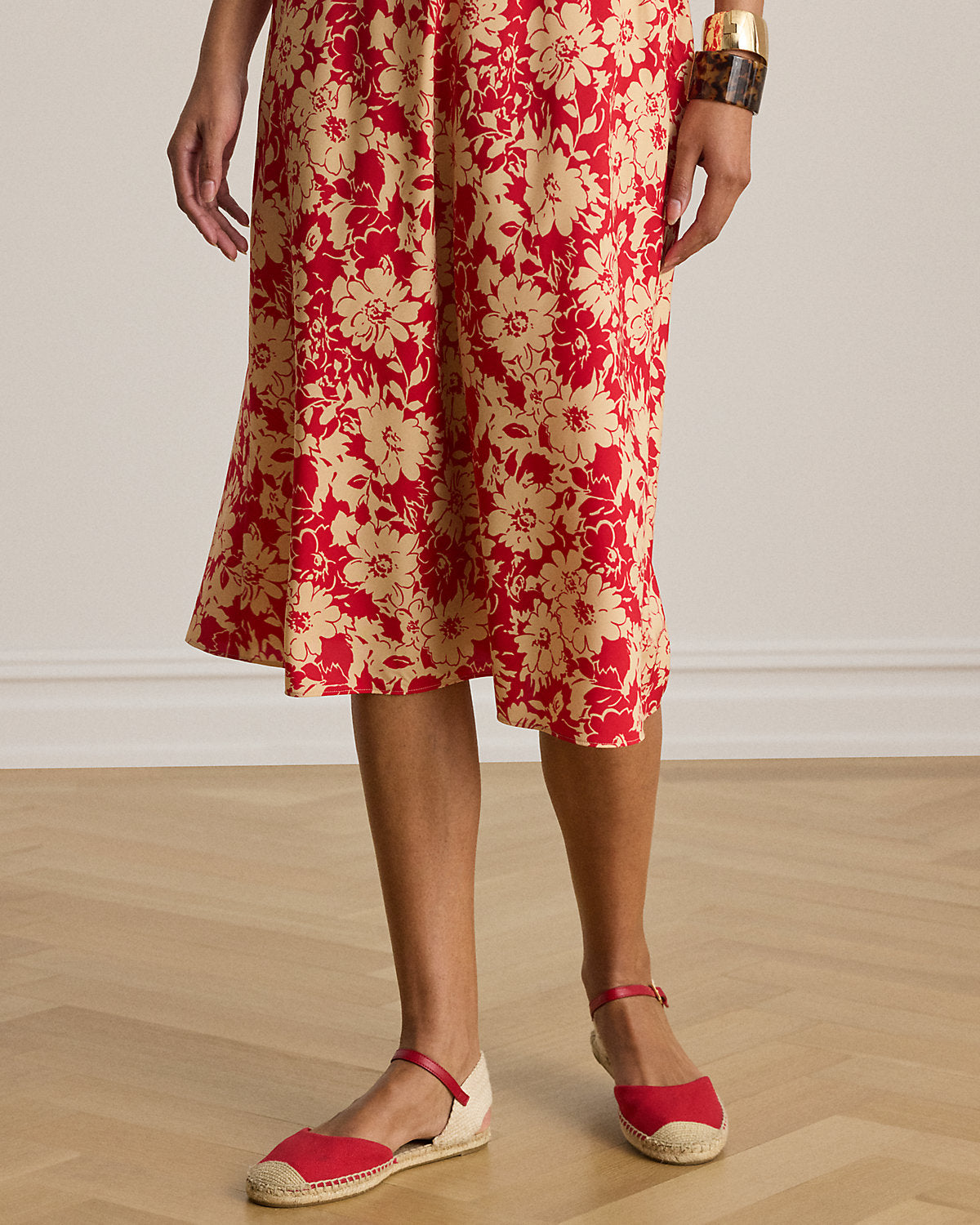 Floral Crepe Midi Skirt