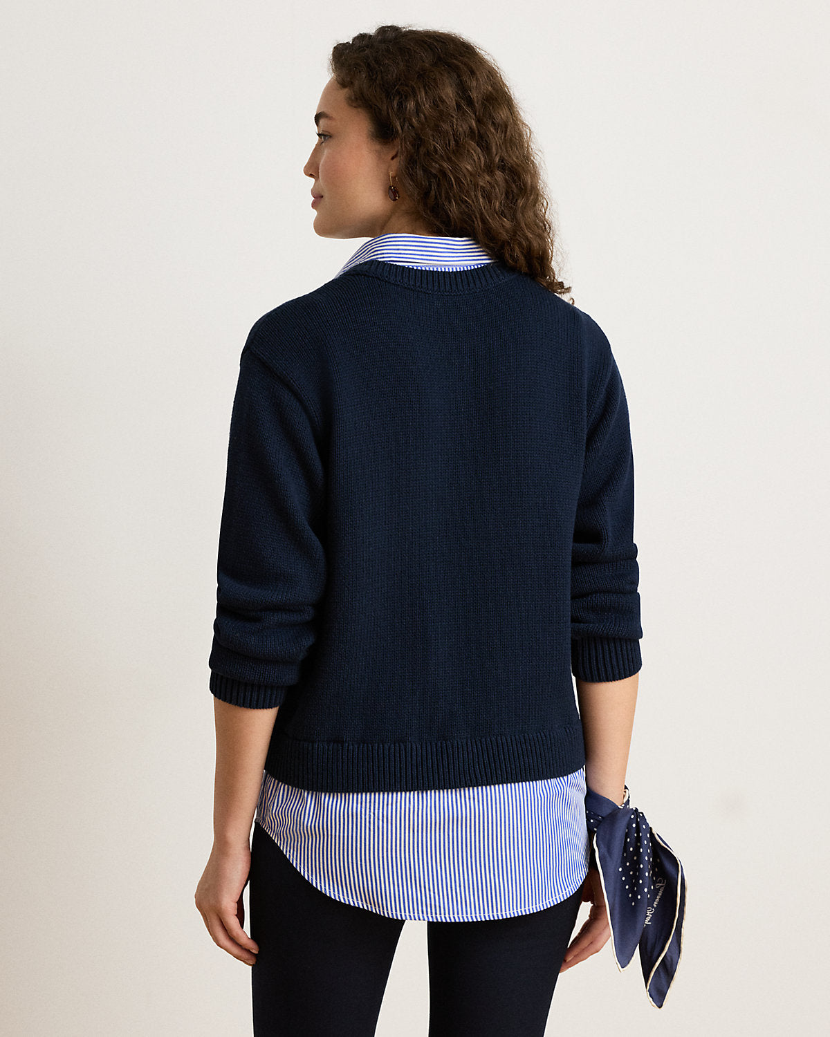 Layered Button-Trim Cotton Sweater