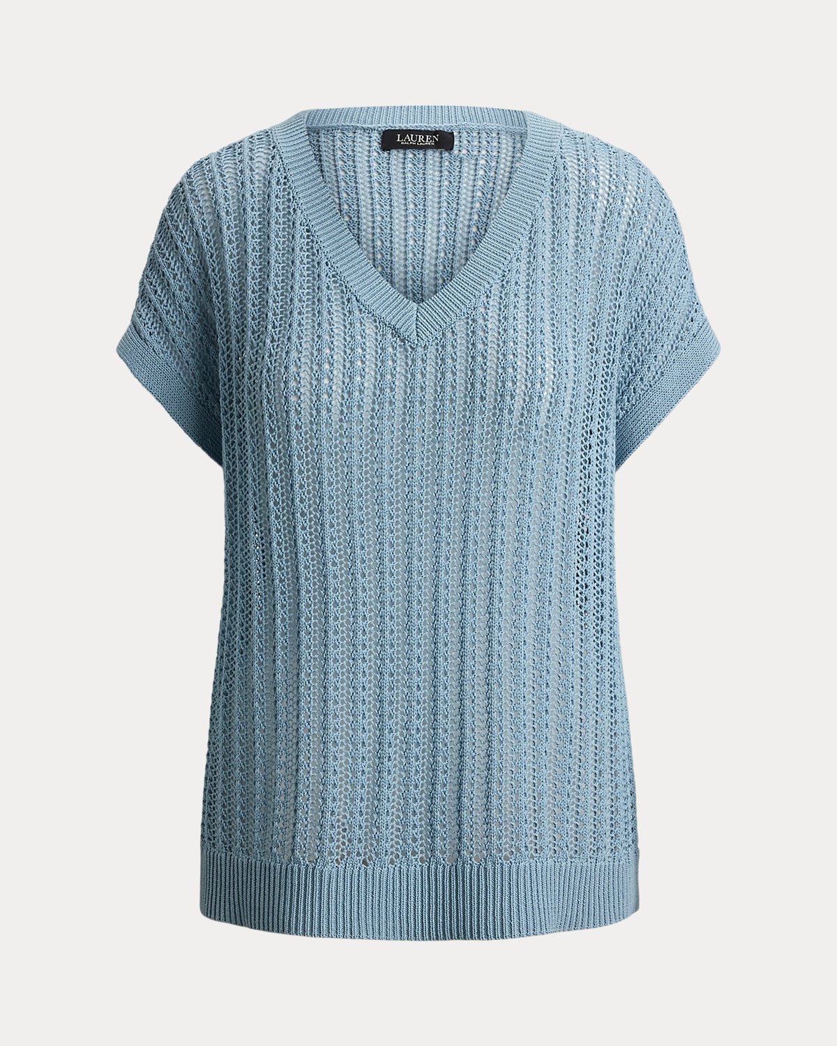 Cotton-Blend Mesh Short-Sleeve Sweater