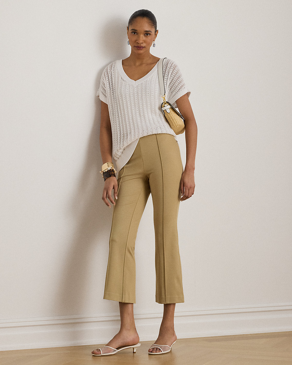 Cotton-Blend Mesh Short-Sleeve Sweater