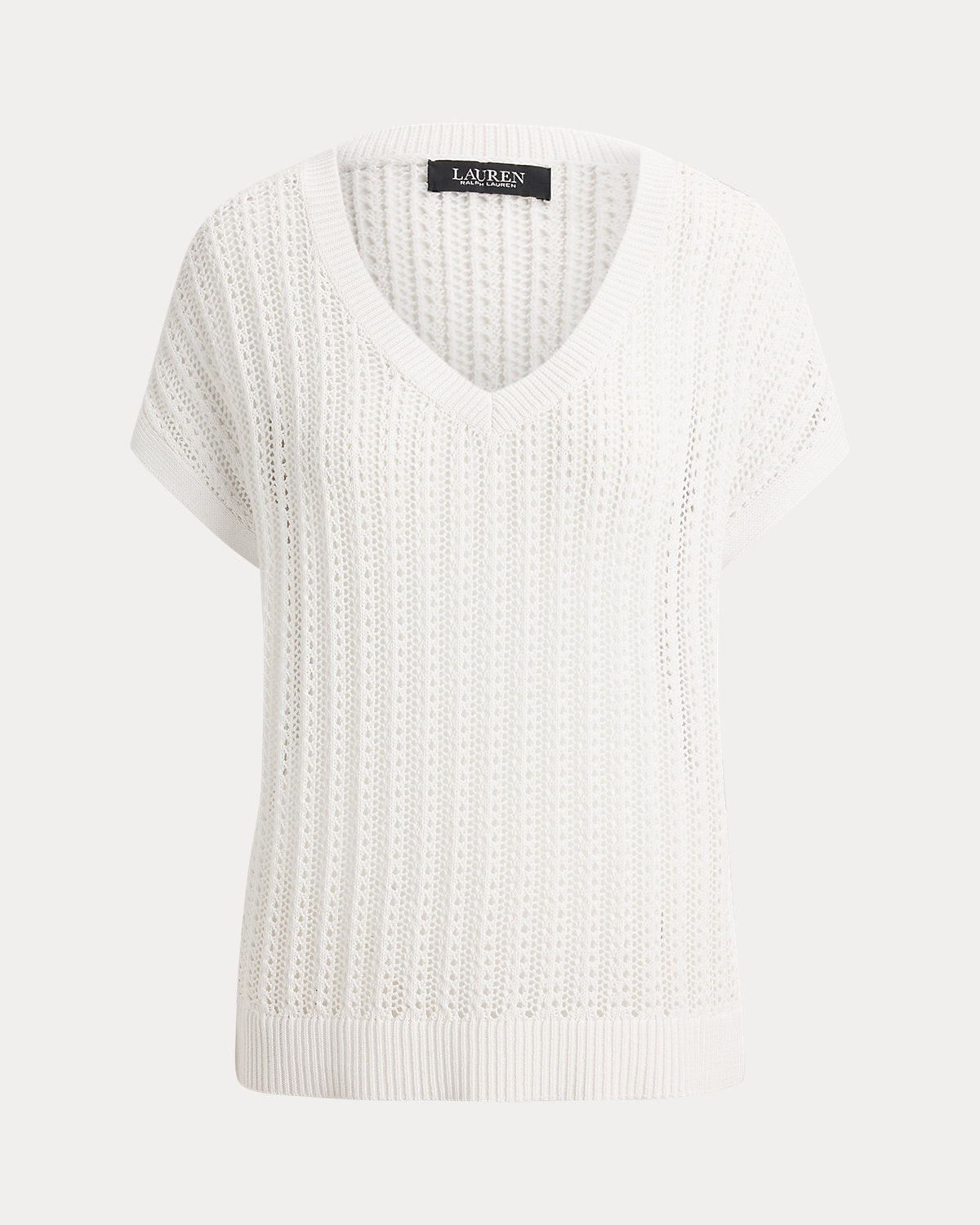 Cotton-Blend Mesh Short-Sleeve Sweater