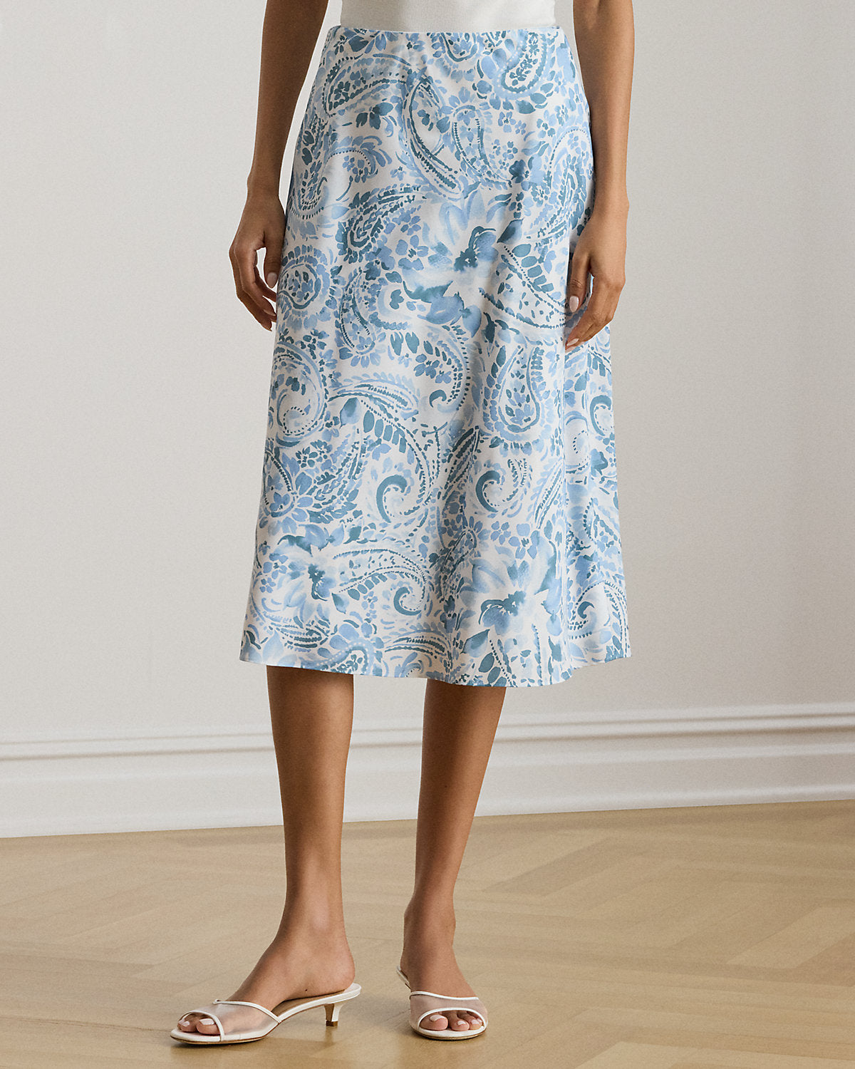 Paisley Crepe Midi Skirt