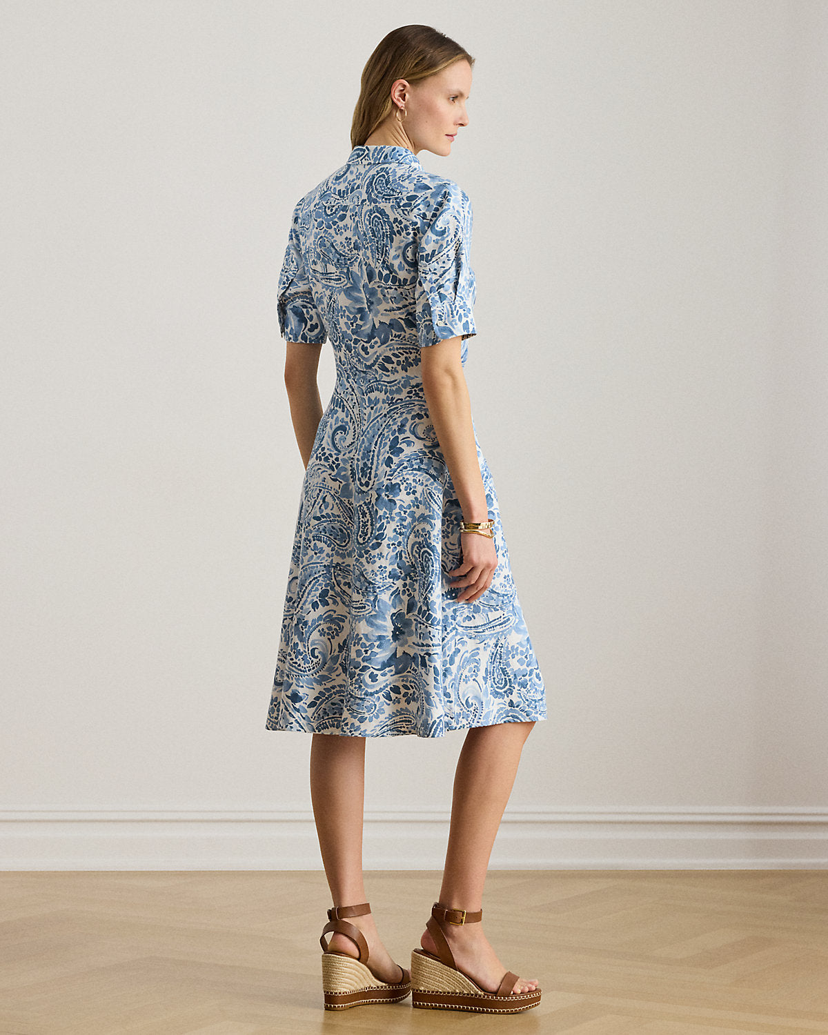 Paisley Tie-Front Linen Shirtdress