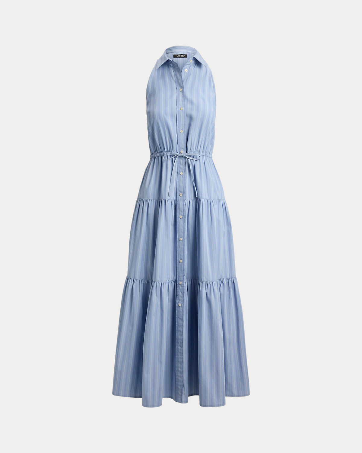 Striped Broadcloth Tiered Shirtdress