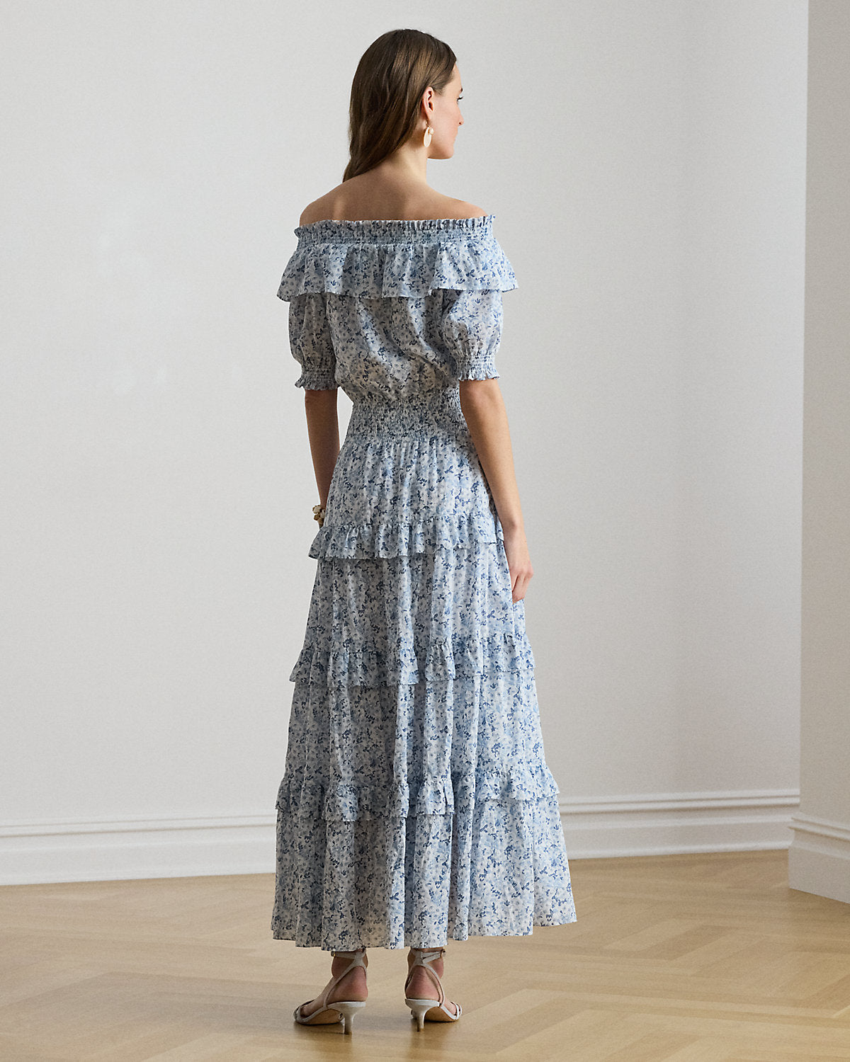 Floral Voile Off-the-Shoulder Dress