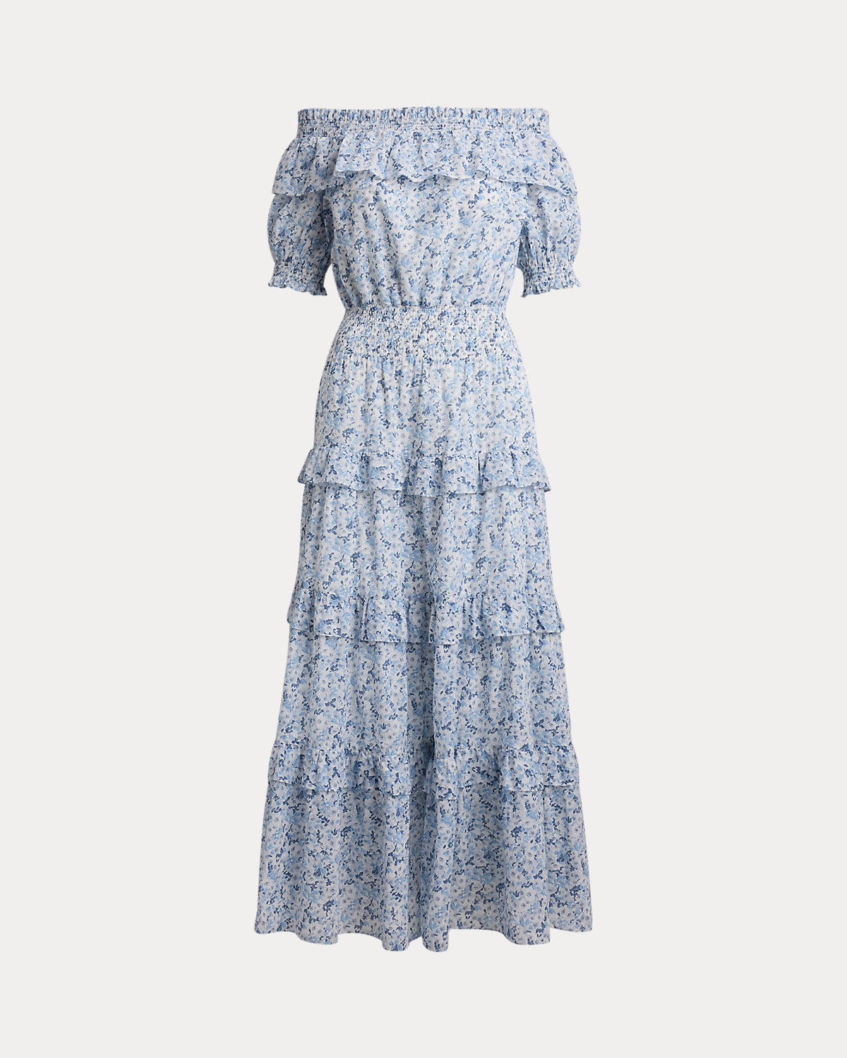 Floral Voile Off-the-Shoulder Dress