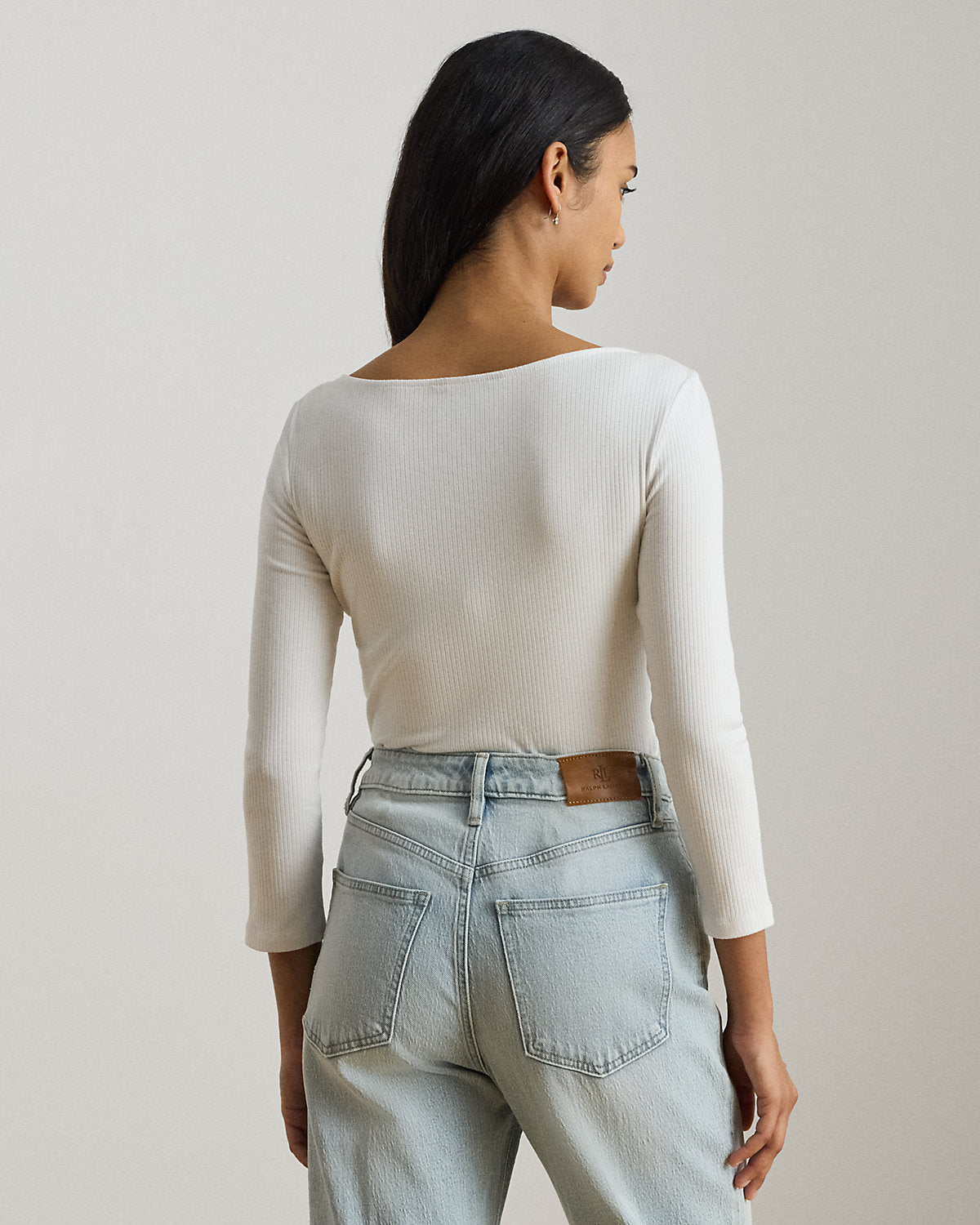 Rib-Knit Cotton-Blend Boatneck Tee