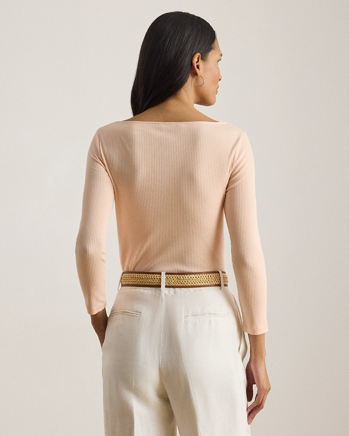 Rib-Knit Cotton-Blend Boatneck Tee