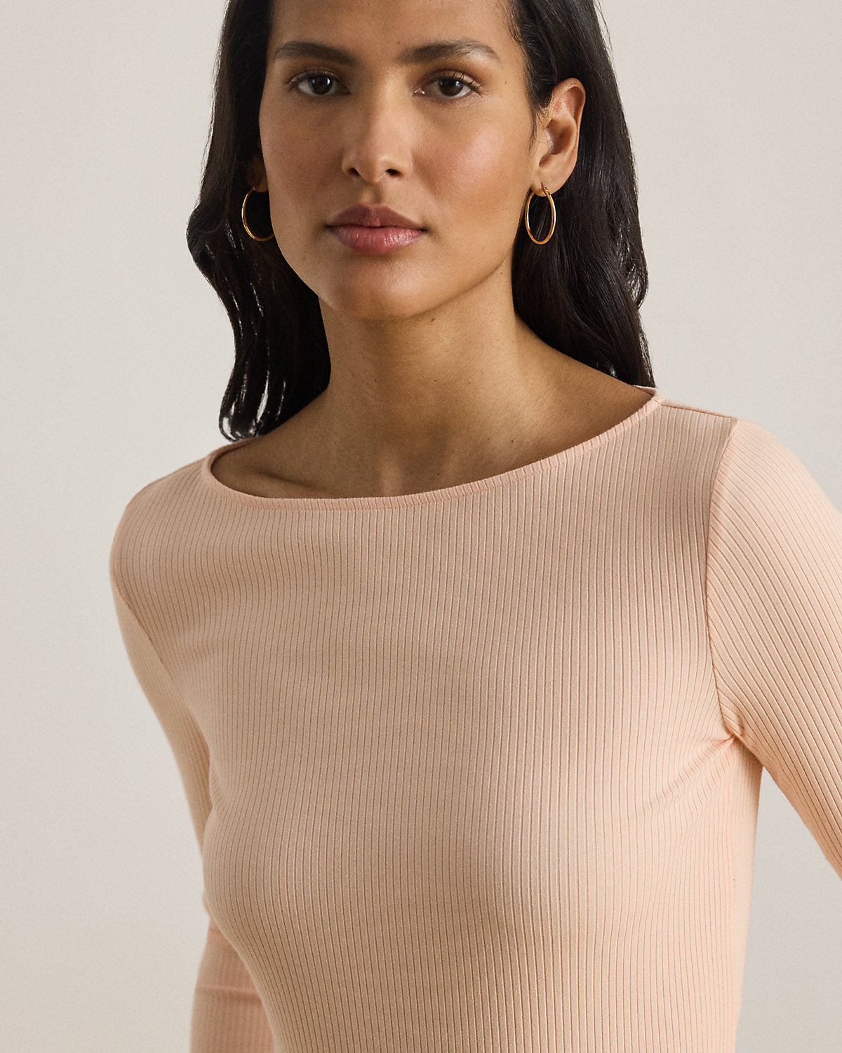 Rib-Knit Cotton-Blend Boatneck Tee