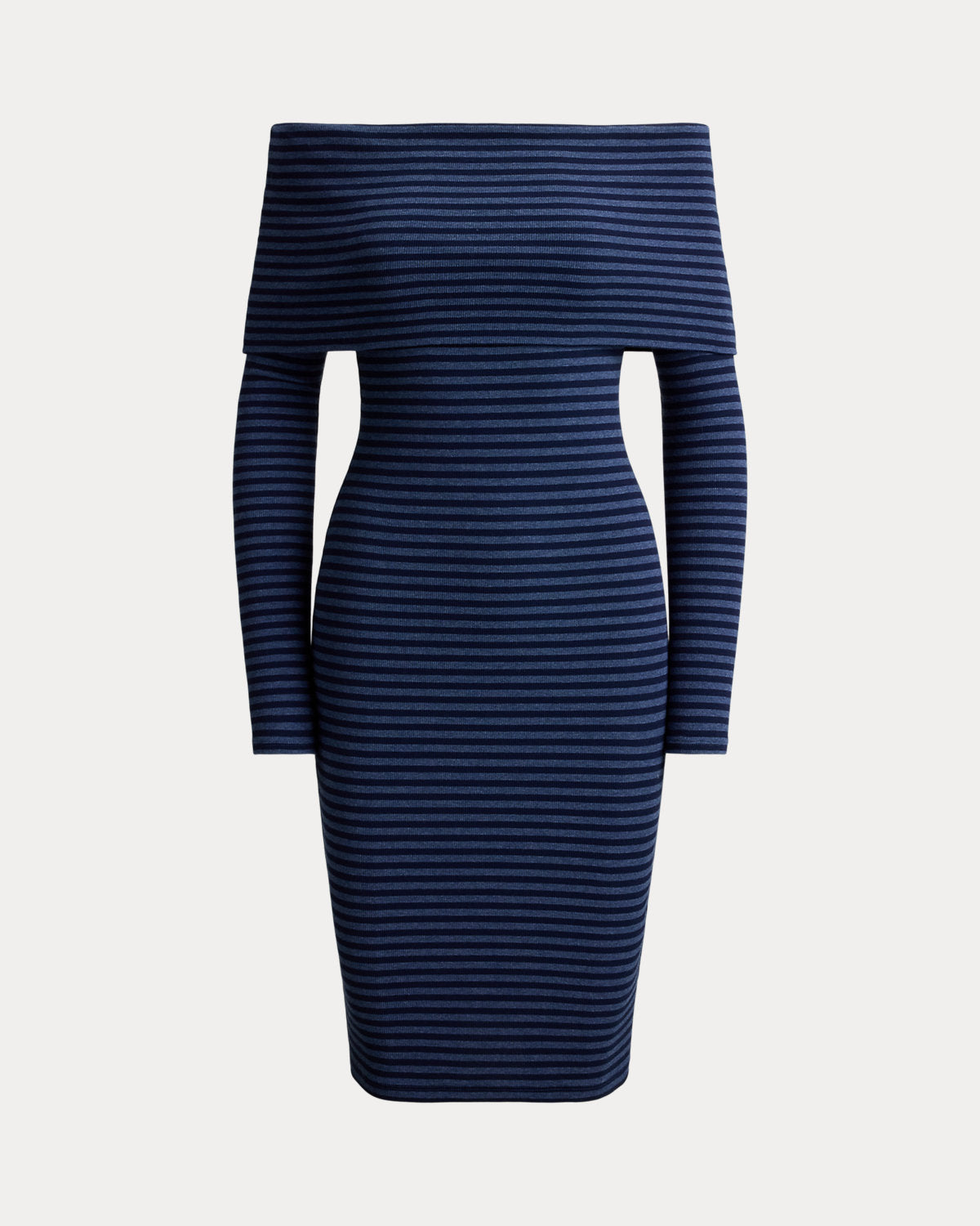 Striped Ribbed Off-the-Shoulder Dress