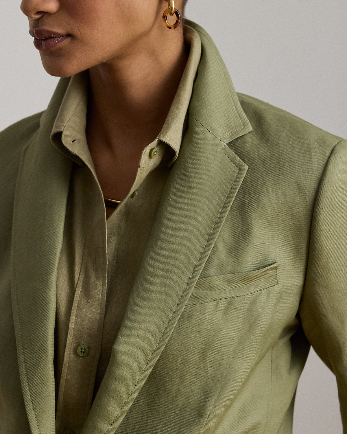 Linen-Blend Twill Blazer