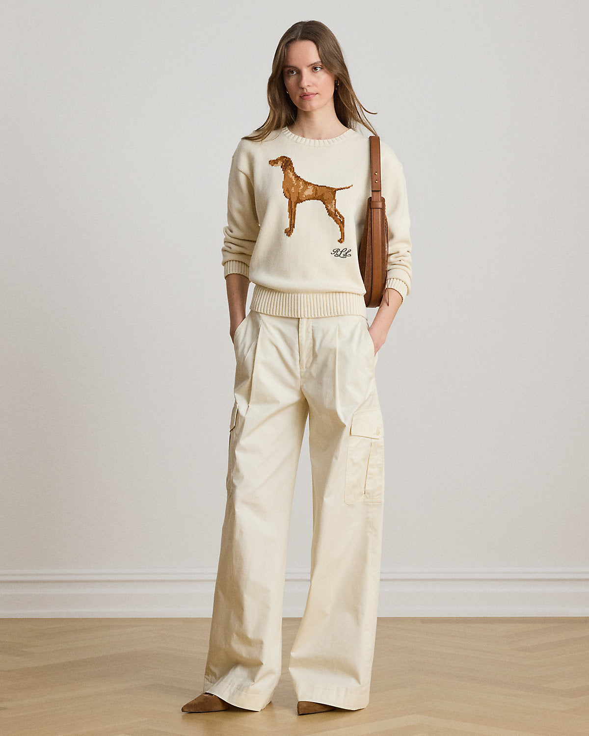 Pleated Cotton Twill Wide-Leg Cargo Pant