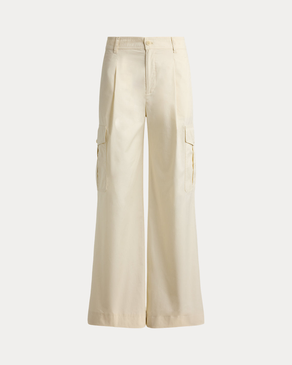 Pleated Cotton Twill Wide-Leg Cargo Pant