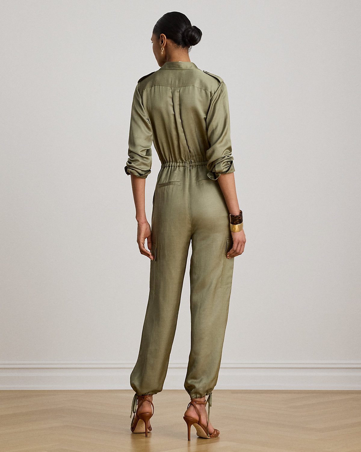 Shantung Cargo Jumpsuit