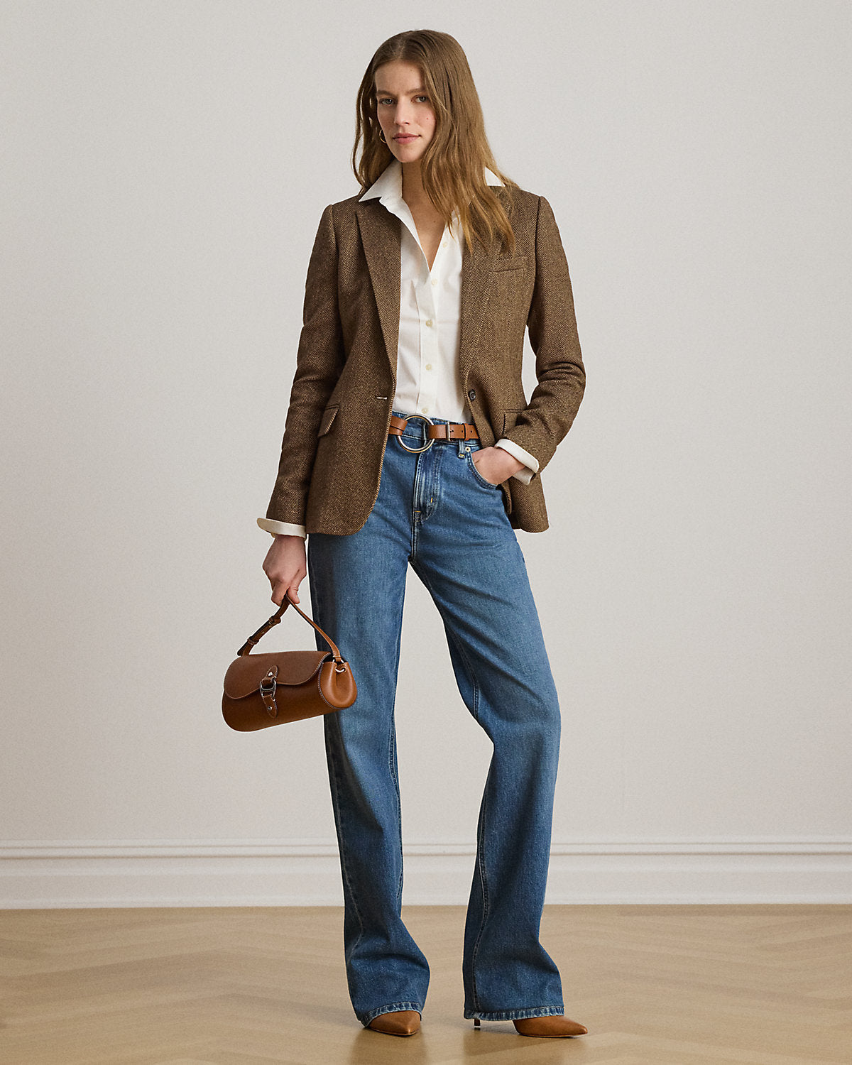 Cotton-Blend Herringbone Blazer
