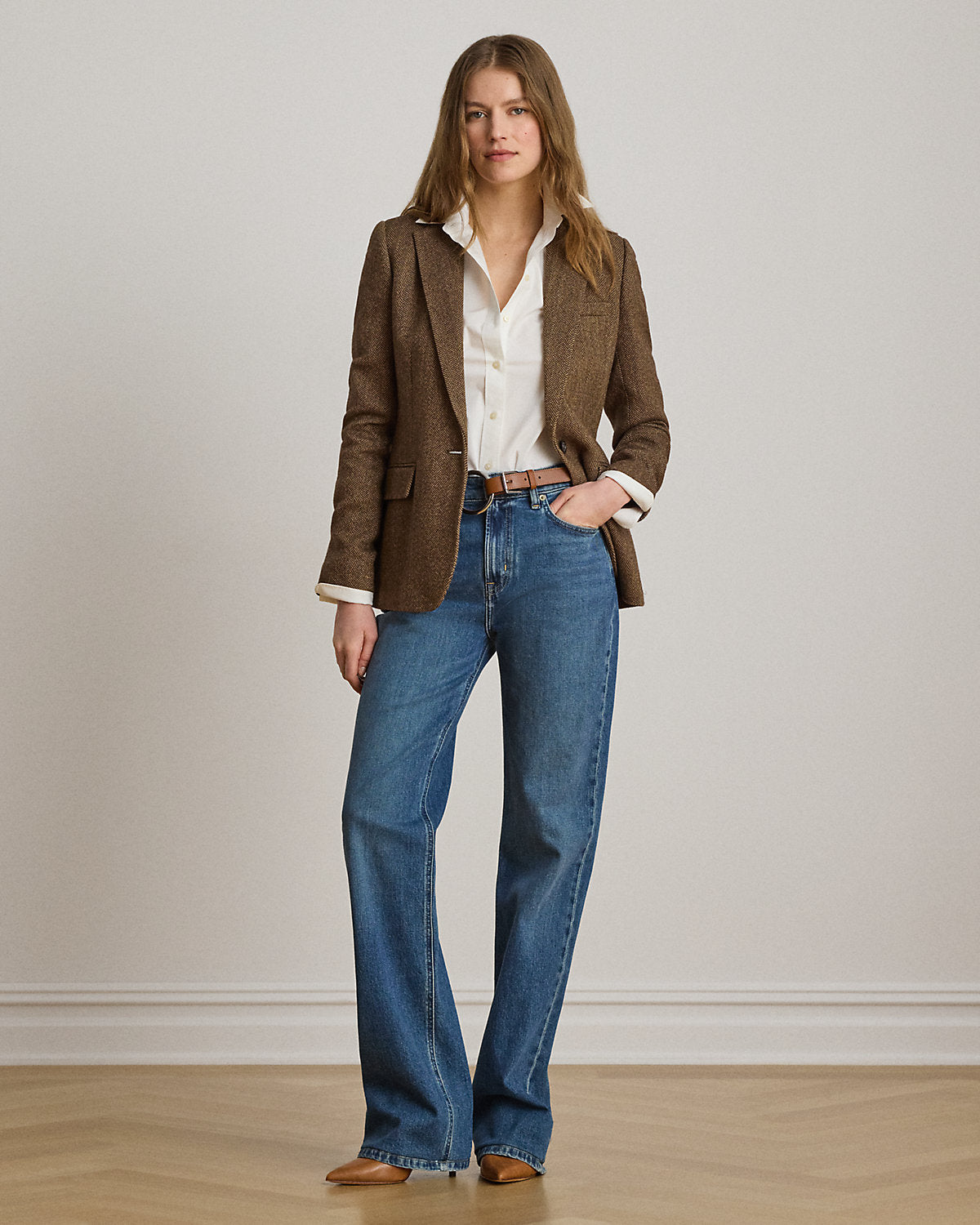 Cotton-Blend Herringbone Blazer