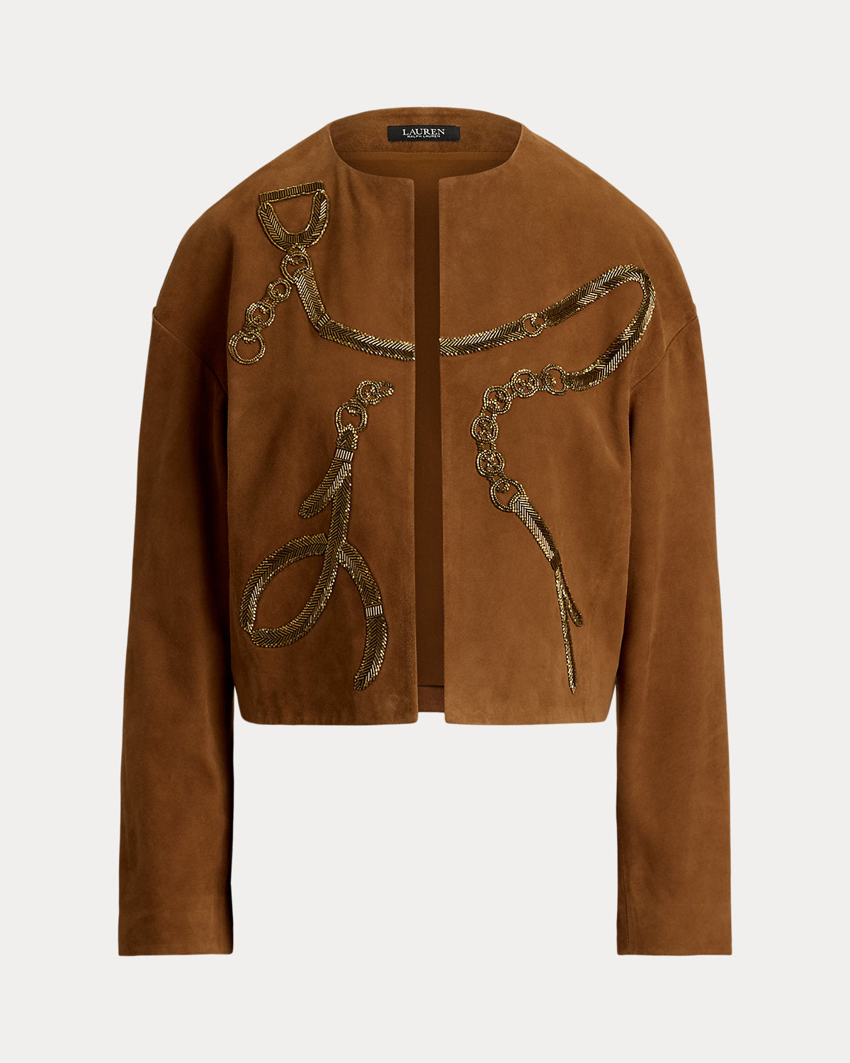 Beaded-Belting-Motif Goat-Suede Jacket