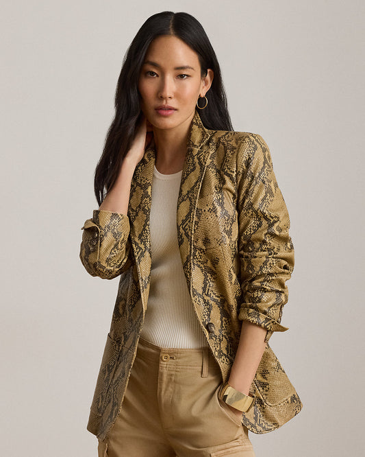Python-Embossed Lambskin Blazer