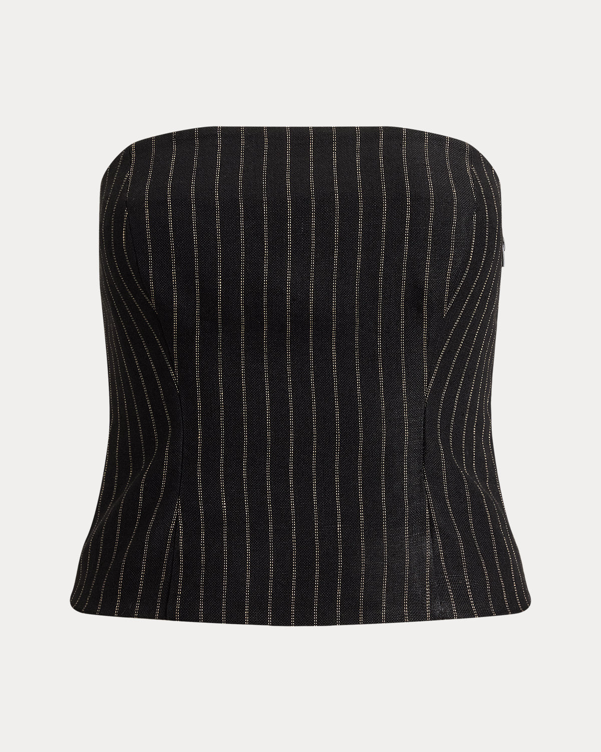 Chalk-Stripe Linen Canvas Bustier