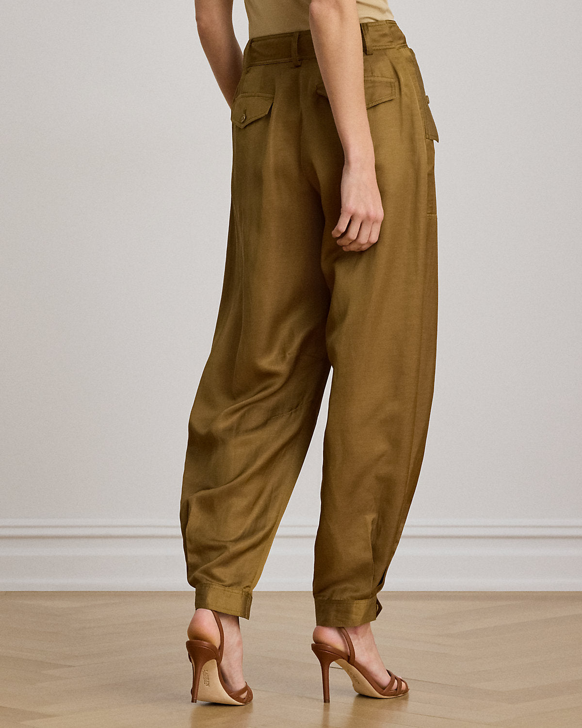 Shantung Barrel Cargo Ankle Pant