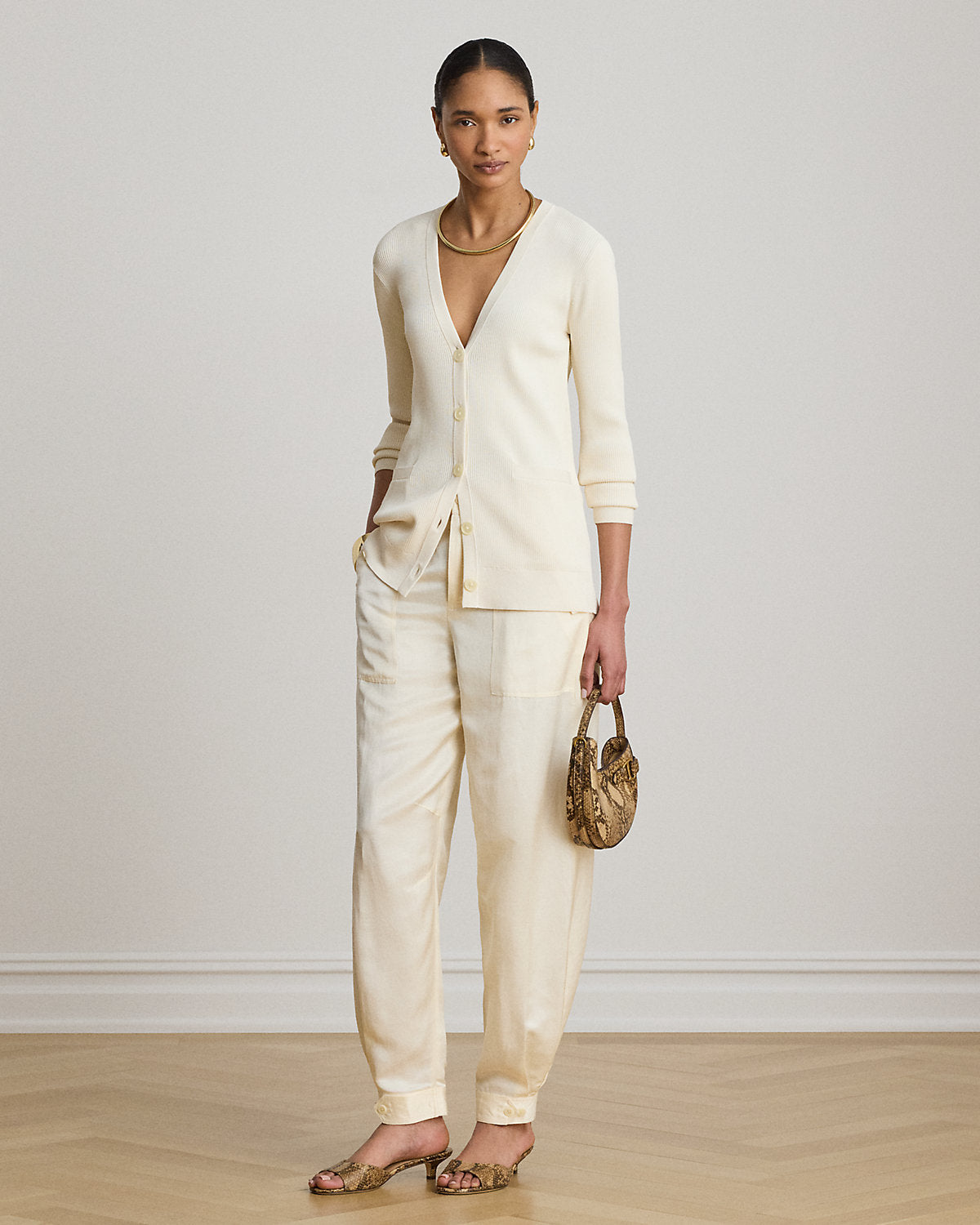Shantung Barrel Cargo Ankle Pant